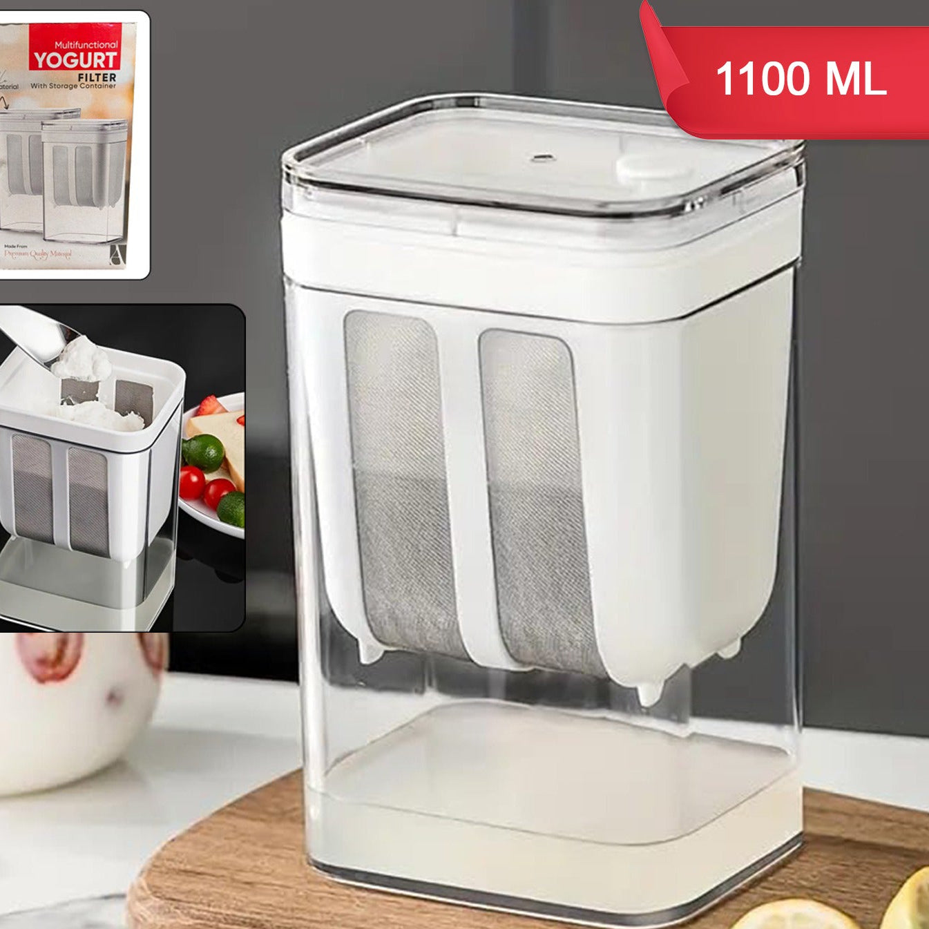 2 In 1 Multifunctional Yogurt Strainer With Storage Container  1100 Ml (1 Set) - Happy Price - Image 1