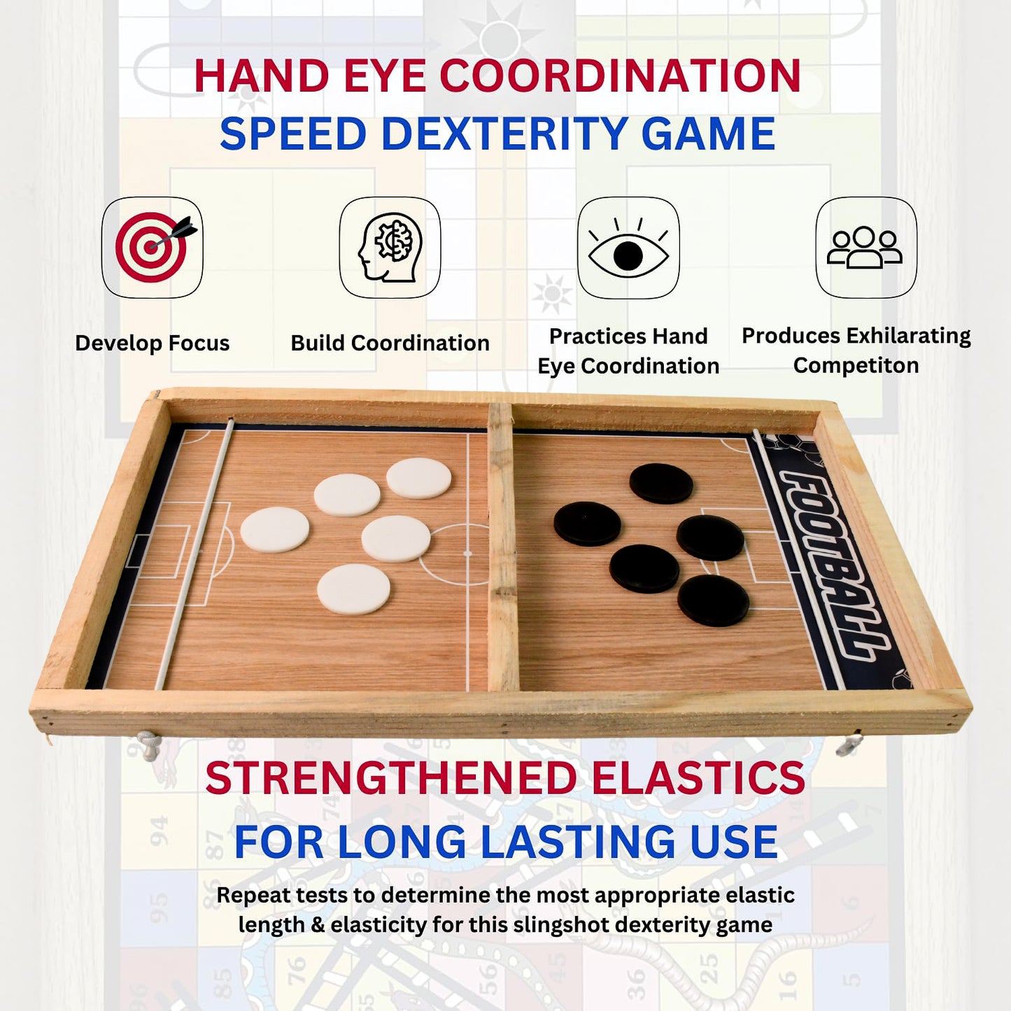 Wooden Board Game Set  Ludo Snakes  Ladders And Desktop Football (3-in-1) - Happy Price - Image 4