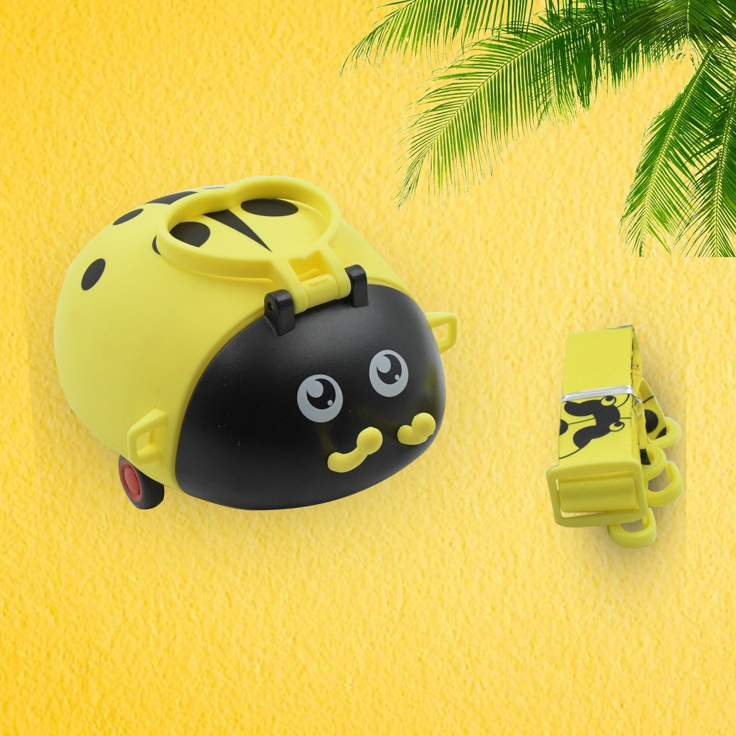 Cute Plastic Bug Shape Water Bottle With Adjustable Shoulder Strap 4 Wheel   Straw Portable Drinking Cup Water Bottle For Kids  Water Bottle  Return Gift For Kids  Water Bottle With Straw  School Kinds Water Bottle (1 Pc) - Happy Price - Image 6
