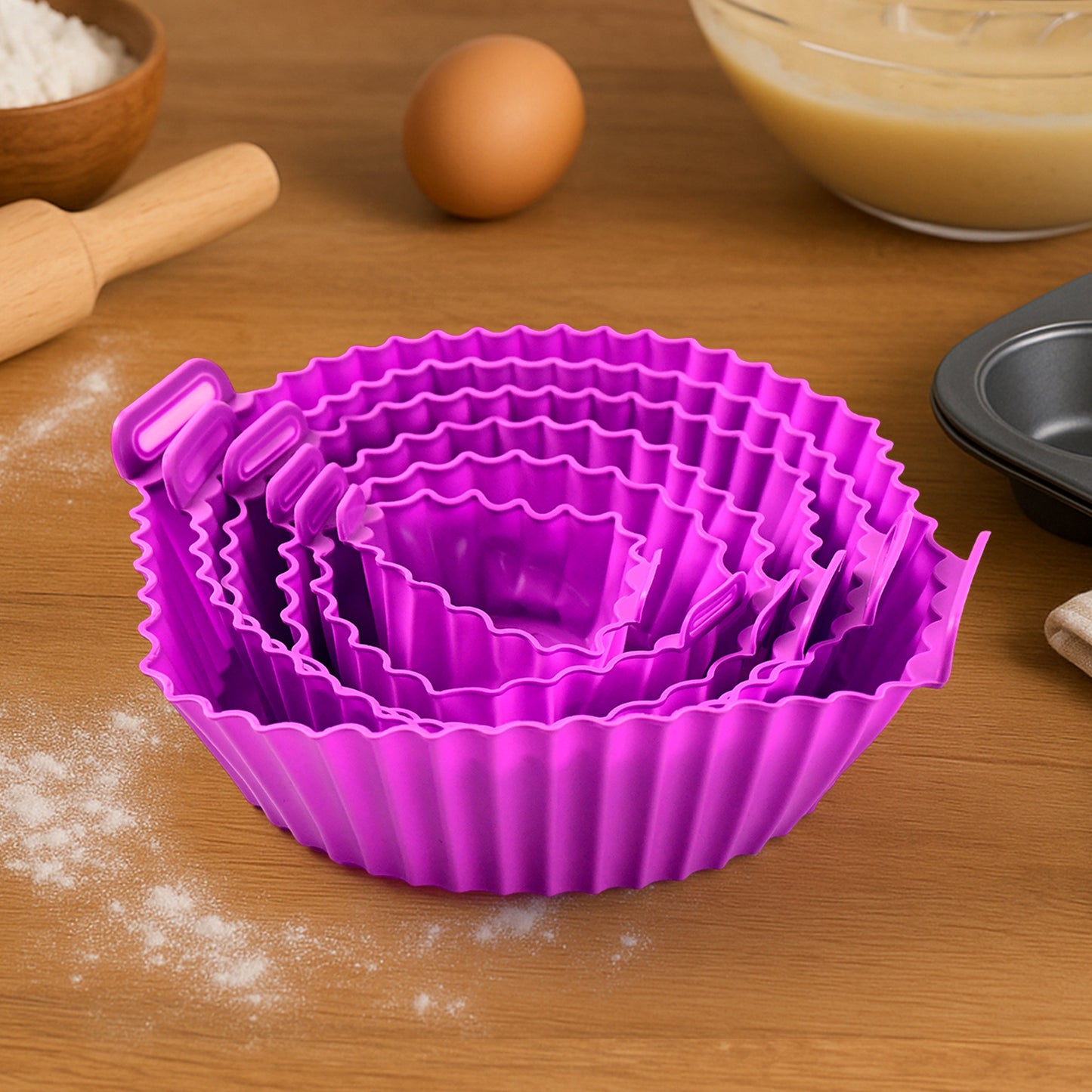 Air Fryer Reusable Silicone Pot With Handles (6 Pc Set) - Happy Price - Image 3