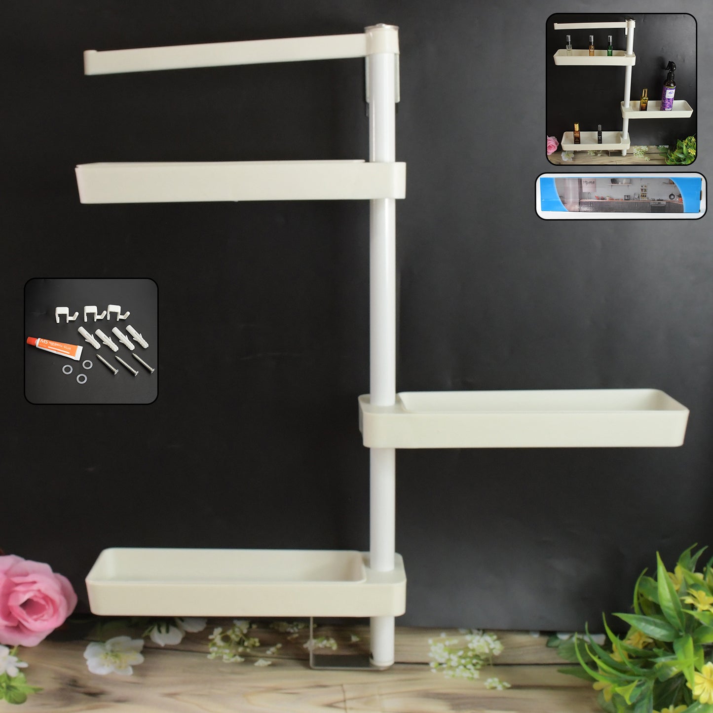 Kitchen Organization Rotating Shelf Storage Racks Multipurpose Adjustable (1 Set) - Happy Price - Image 2