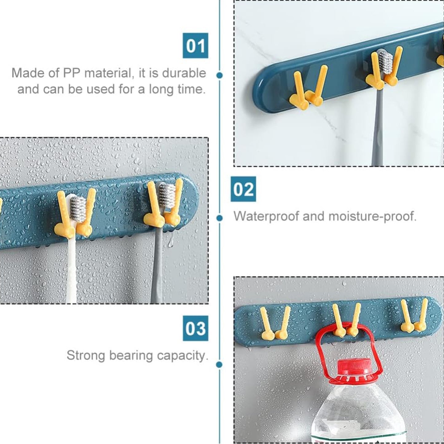 Toothbrush Holder Plastic Bathroom Accessories Organizer Wall Mounted Hanging Mount Shelf  Hooks (1pc) - Happy Price - Image 7