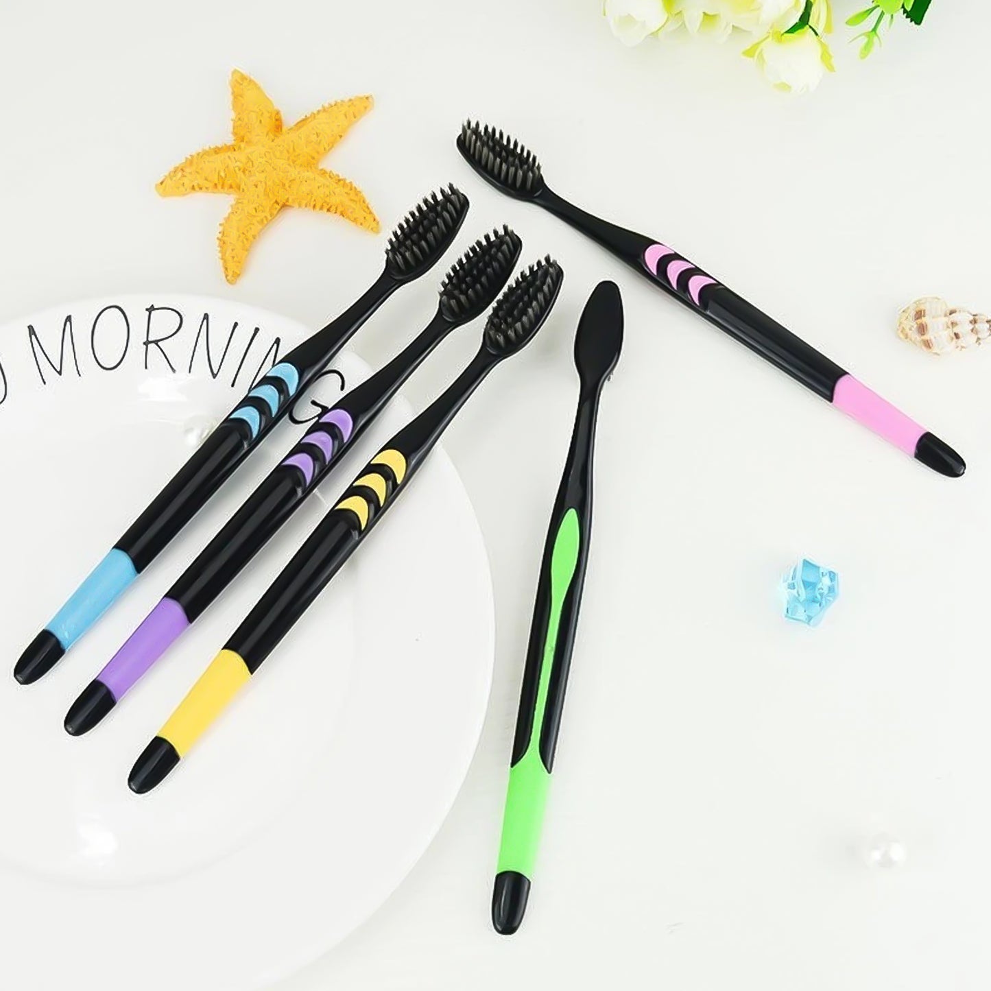 Soft Toothbrush With Plastic Round Box For Men And Women Kids Adultsplastic Toothbrush (10 Pcs Set) - Happy Price - Image 4