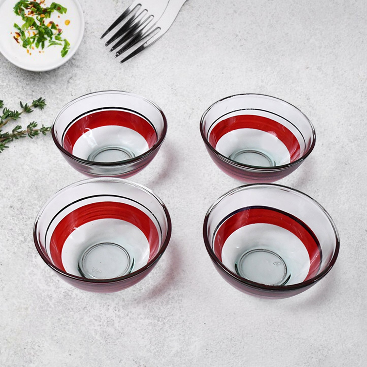 Healthy Choice Set Of 4pc Ceramic Cup And 4pc Glass Bowl With Plastic Plate (9 Pcs Set) - Happy Price - Image 2