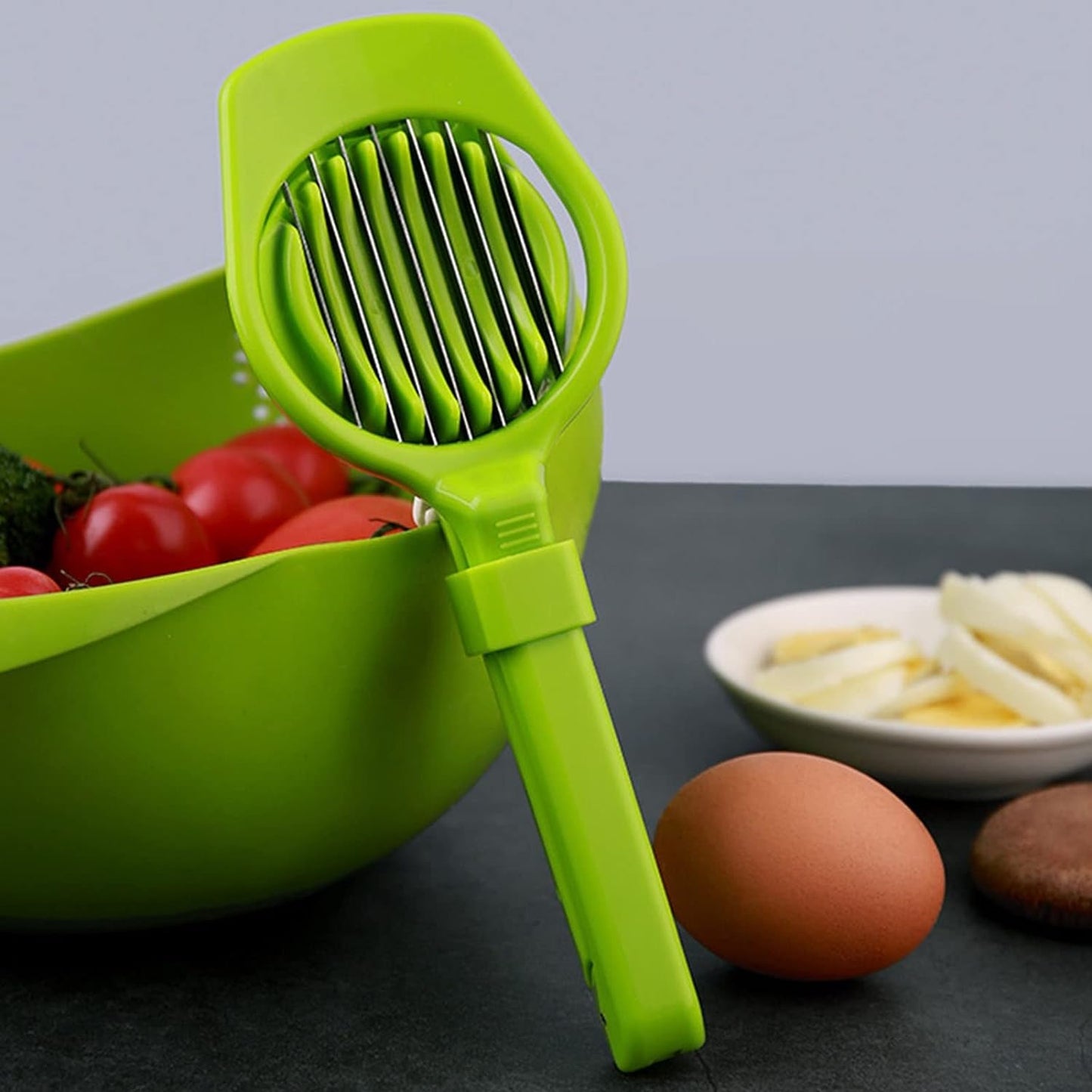 Multipurpose Slicer With Seven Blades Egg Slicers Stainless Slicer Strawberry Tomato Kiwi Fruit Cutter Divider Separator - Happy Price - Image 2