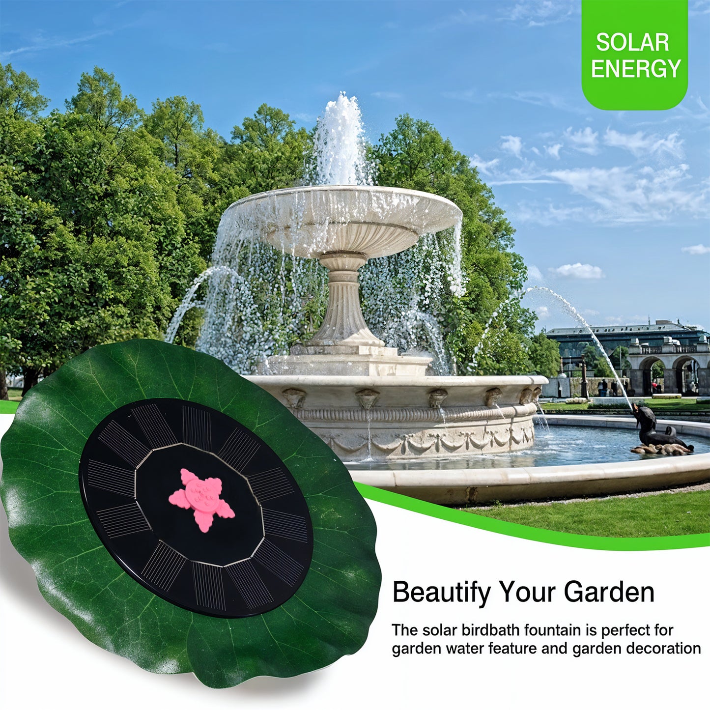 Decorative Solar-powered Floating Water Fountain Pump - Happy Price - Image 5