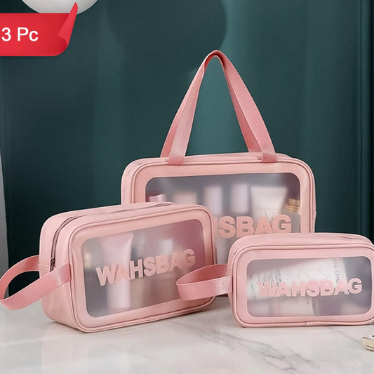 3-Piece Cosmetic Pouch Set for Home & Travel - Small, Medium, Large Wash Bags