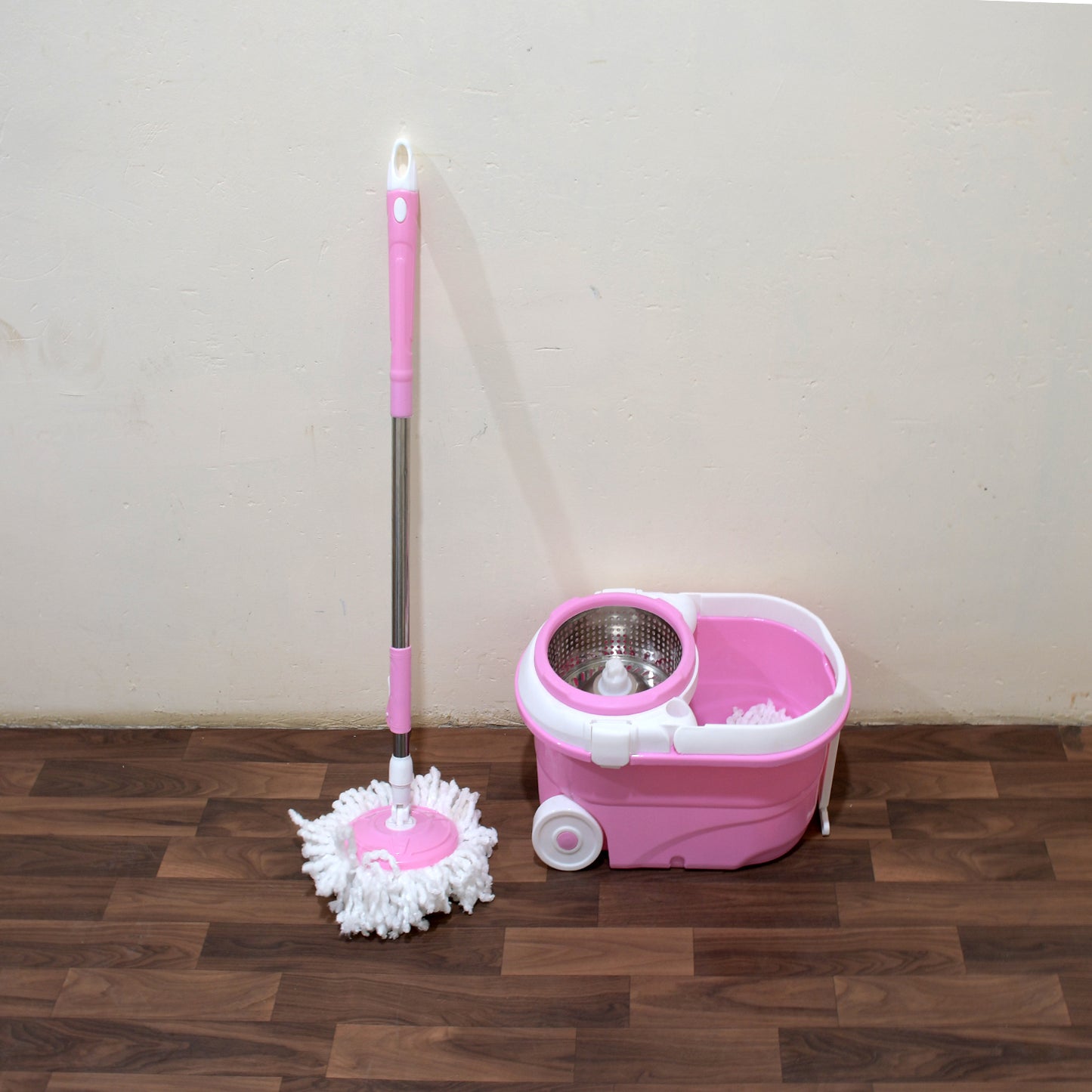 Mop With Bucket For Floor Cleaning With Steel Spin Mop For Floor Cleaning  Floor Cleaner Mop  Spin Mop  Magic Mop  Mop Stick  Spin Mop Set With Bucket Household Office Cleaning Tool Mop - Happy Price - Image 5