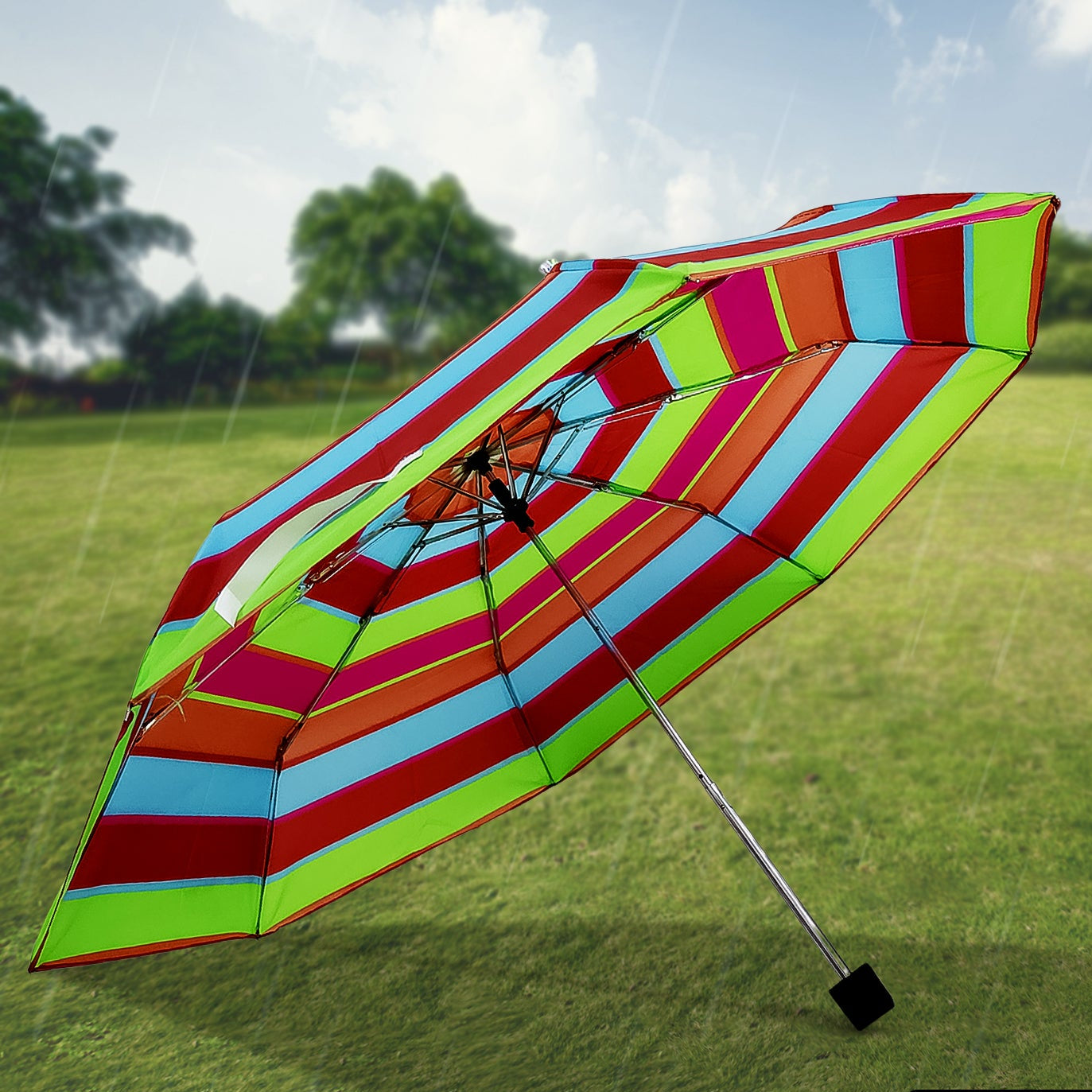 3-fold Sun  Rain Protective Solid Foldable Umbrella (1 Pc) - Happy Price - Image 1