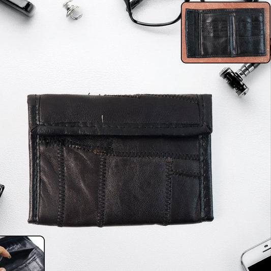 Genuine Leather Bi-Fold Wallet for Men - Slim Card Holder with Multiple Slots