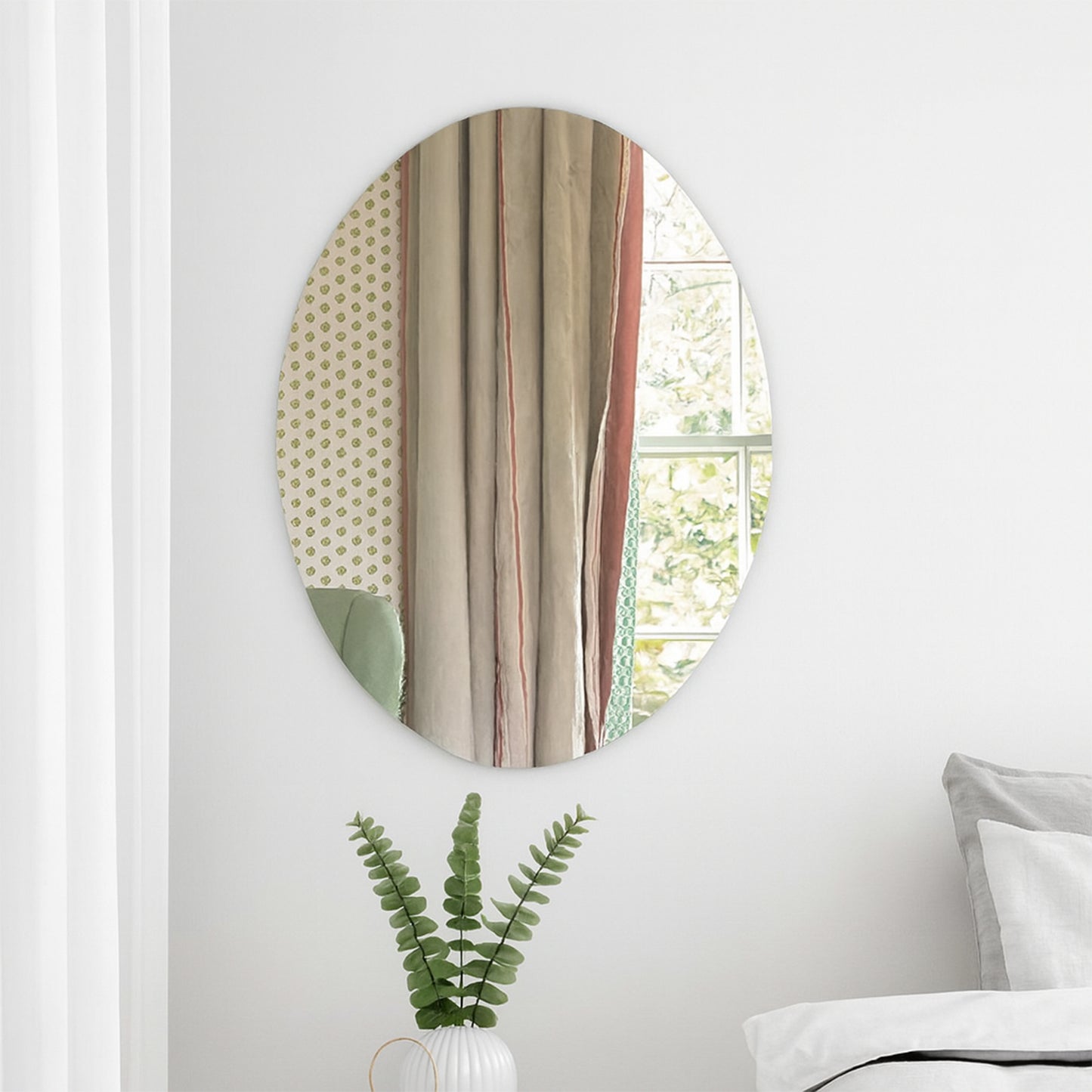 Elegant Oval Frameless Wall Mirror For Home  Office Decor (6 Pc) - Happy Price - Image 5