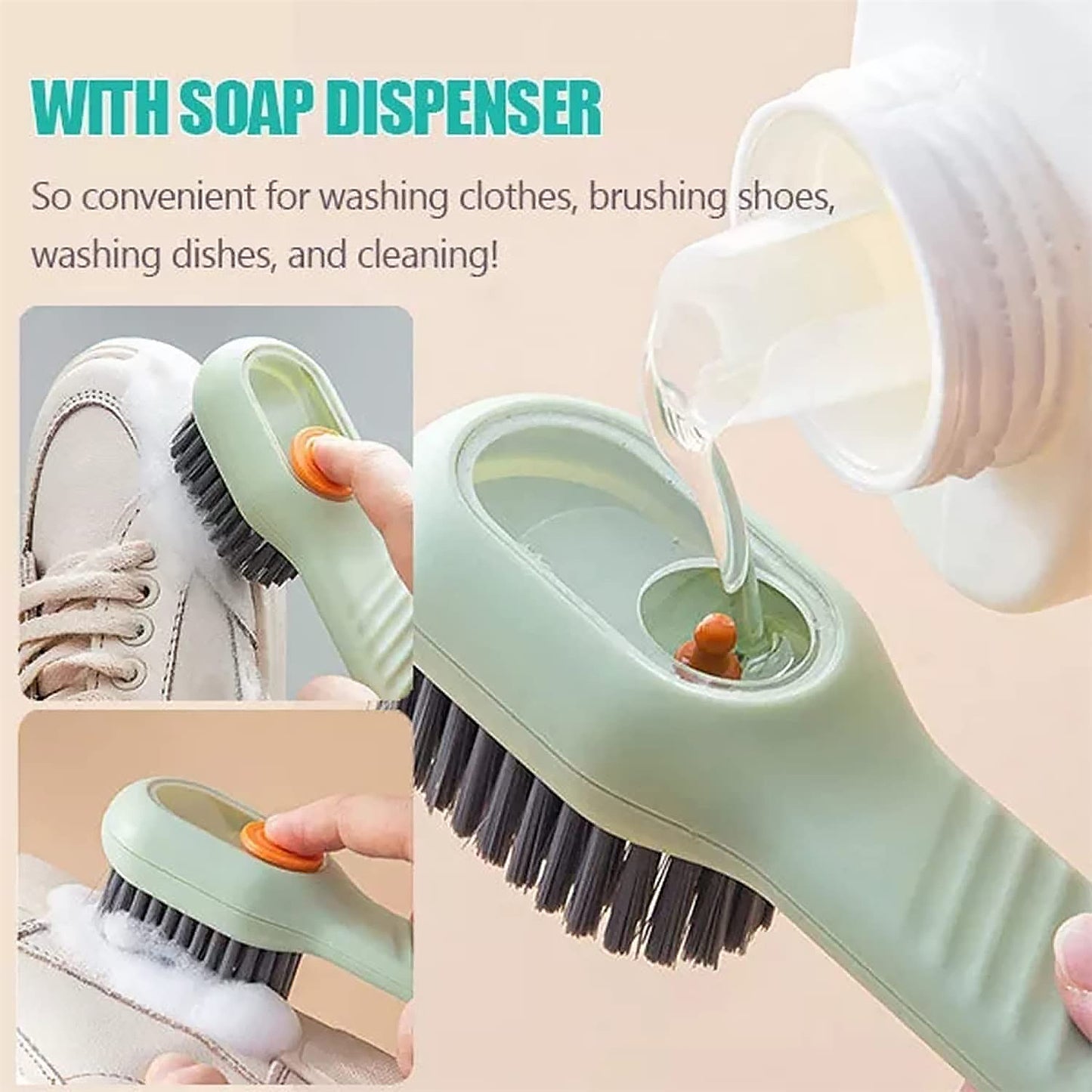 Multifunctional Scrubbing Brush With Liquid  Soap Dispenser Cleaning Brush With Liquid  Soap Dispenser Shoe Brush For Cleaning Cloth Cleaning Brush With Handleliquid Shoe Brush For Shoe Clothes (1 Pc) - Happy Price - Image 5