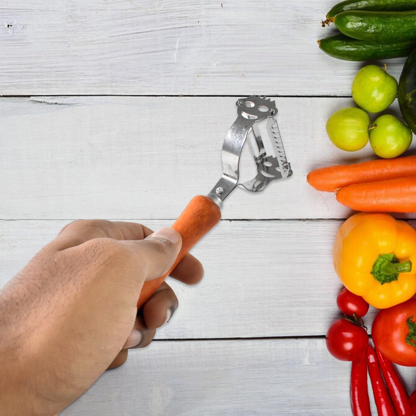 Vegetable And Fruit Peeler With Wooden Handle (1 Pc) - Happy Price - Image 2