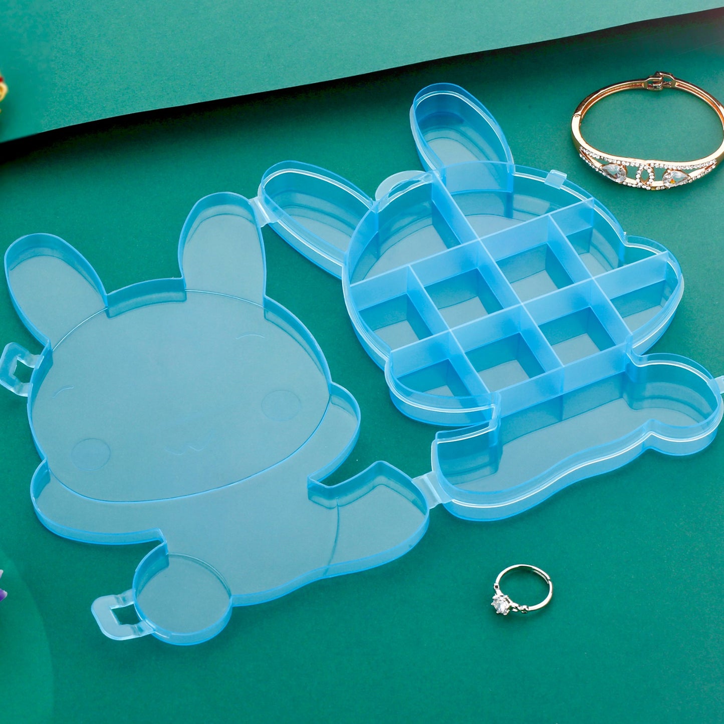 Transparent Cartoon Bear Clear Plastic Storage Box Jewelry Box Jewelry Organizer Holder Cabinets For Small Objects (1 Pc) - Happy Price - Image 4