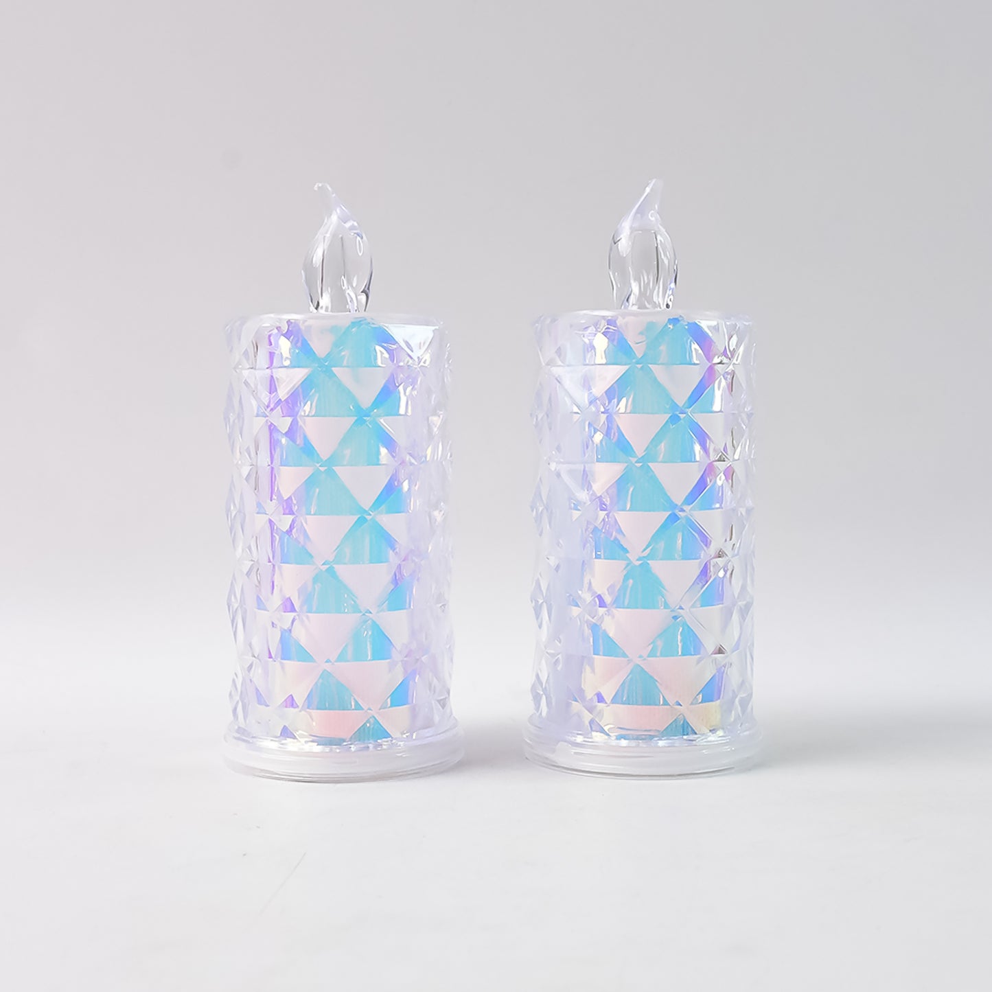 Decorative LED Candle Lights Set of 2 with Holographic Finish - Battery Operated Flickering Flameless Candles for Home Decor & Parties - Happy Price - Image 2