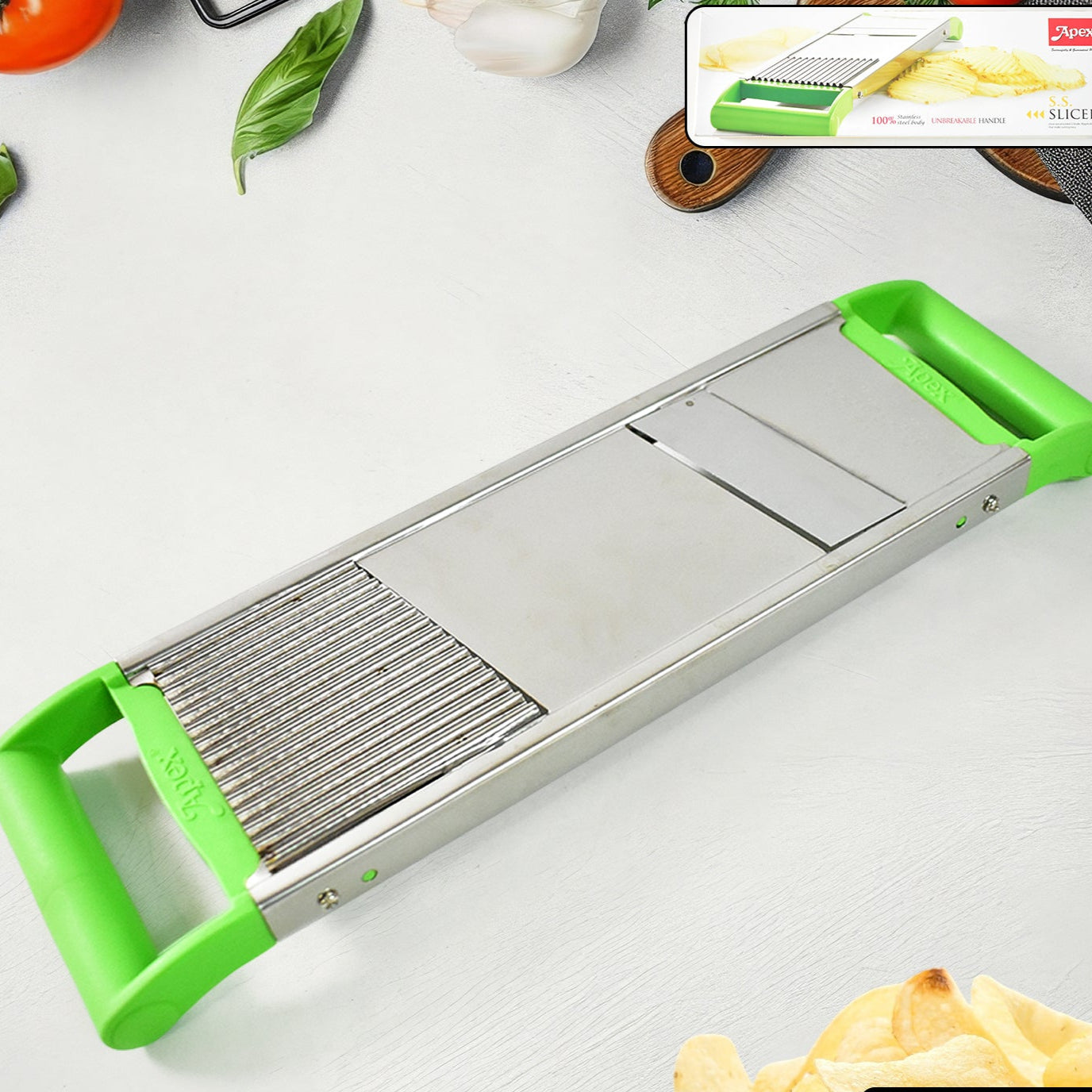 Apex Stainless Steel Vegetable Slicer (2-in-1) - Happy Price - Image 1
