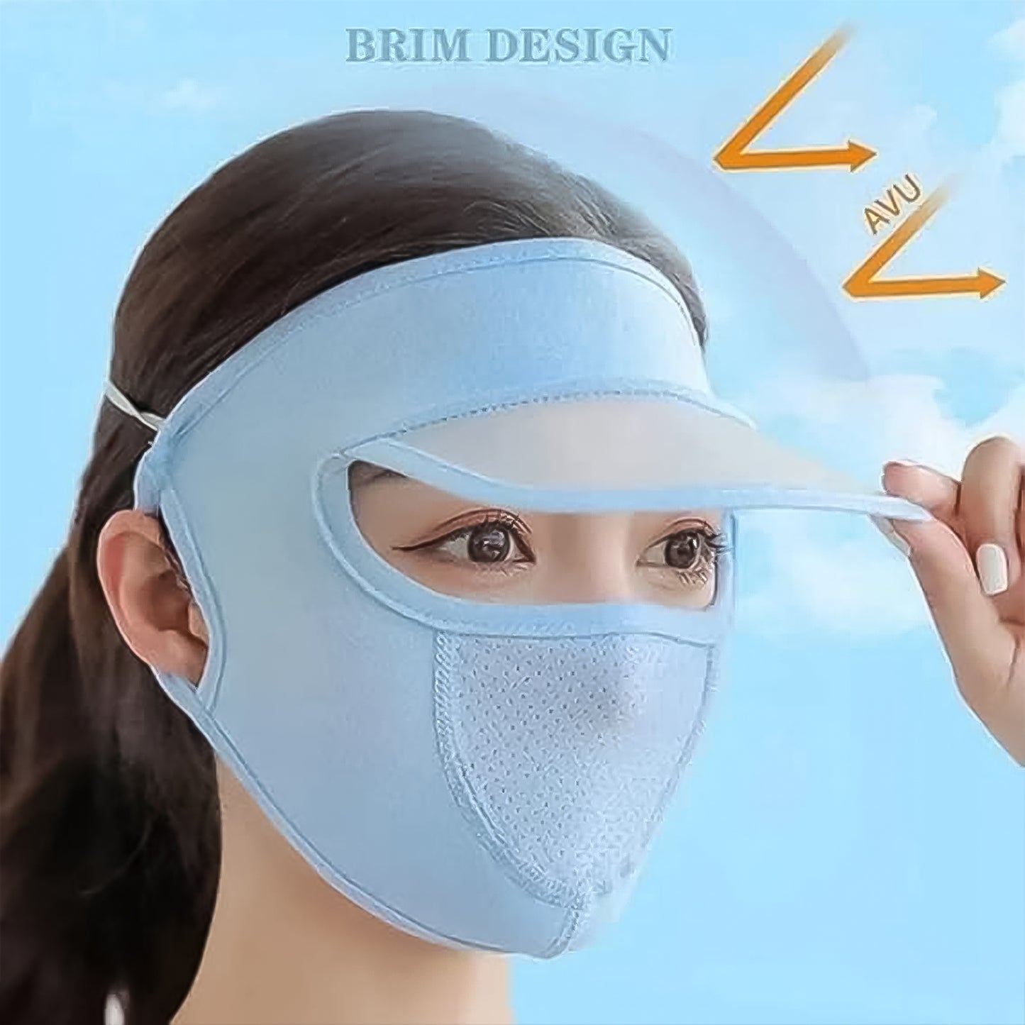 Womens Full Face Uv Protection Cap With Built-in Mask And Wide Brim Visor  Breathable (1 Pc) - Happy Price - Image 5