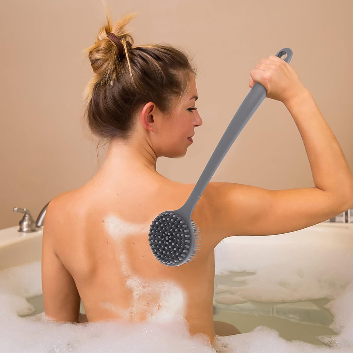 Silicone Back Scrubber Brush With Long Handle (1 Pc) - Happy Price - Image 5