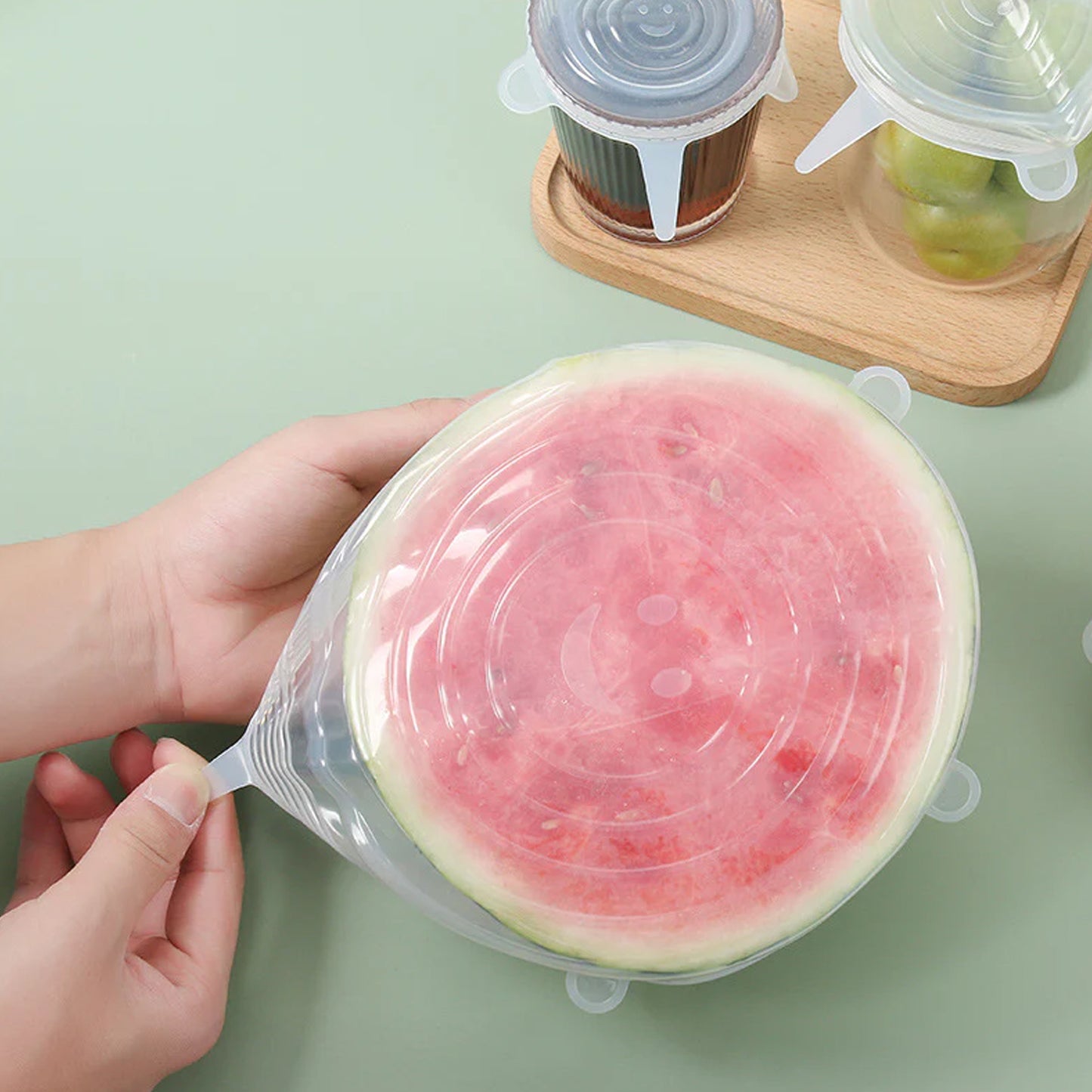 Silicone Stretch Lids Food Cover For Freezer Microwave Oven Dishwasher Safe Fresh-keeping Flexible Covers For Utensils Dishes Plates Jars Cans Mugs Bowl Covers Food Safety Seal Lids (6 Pcs Set 95 Gm ) - Happy Price - Image 2