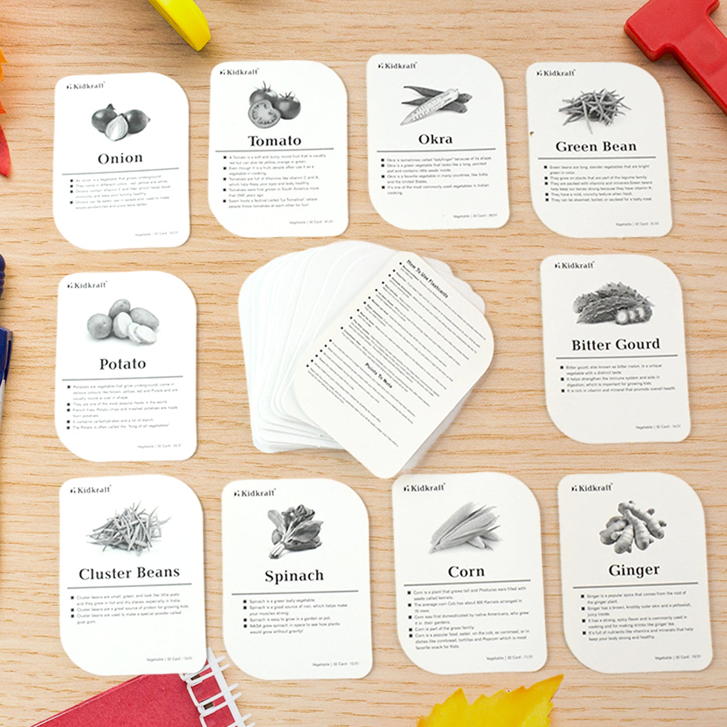 Kidkraft 32-piece Educational Vegetable Flash Cards Set - Happy Price - Image 5