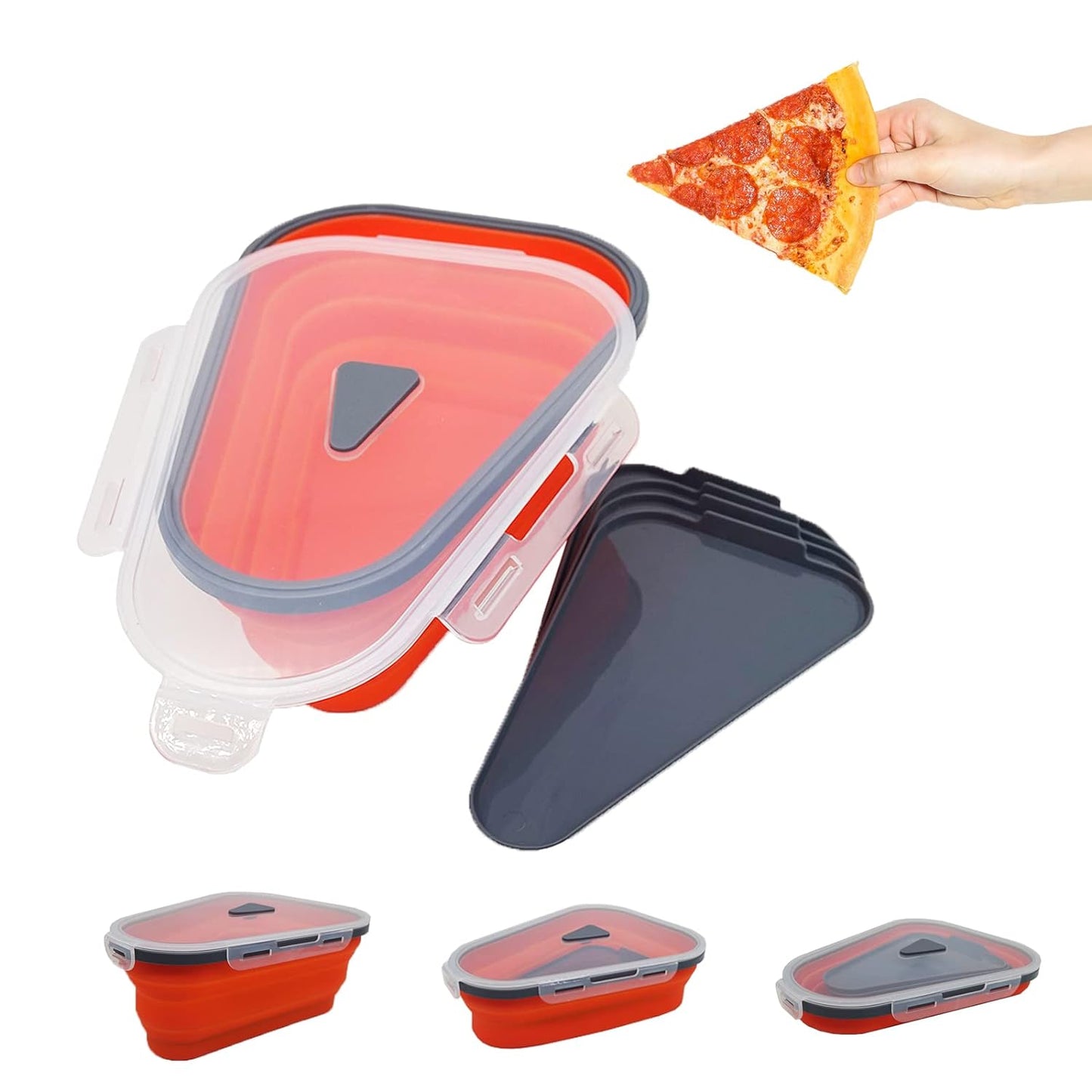 10026 Reusable Pizza Storage Containers With 5 Microwavable Serving Trays Silicone Container Expandable  Adjustable For Packing Pizza At Home  Outdoor - Happy Price - Image 5