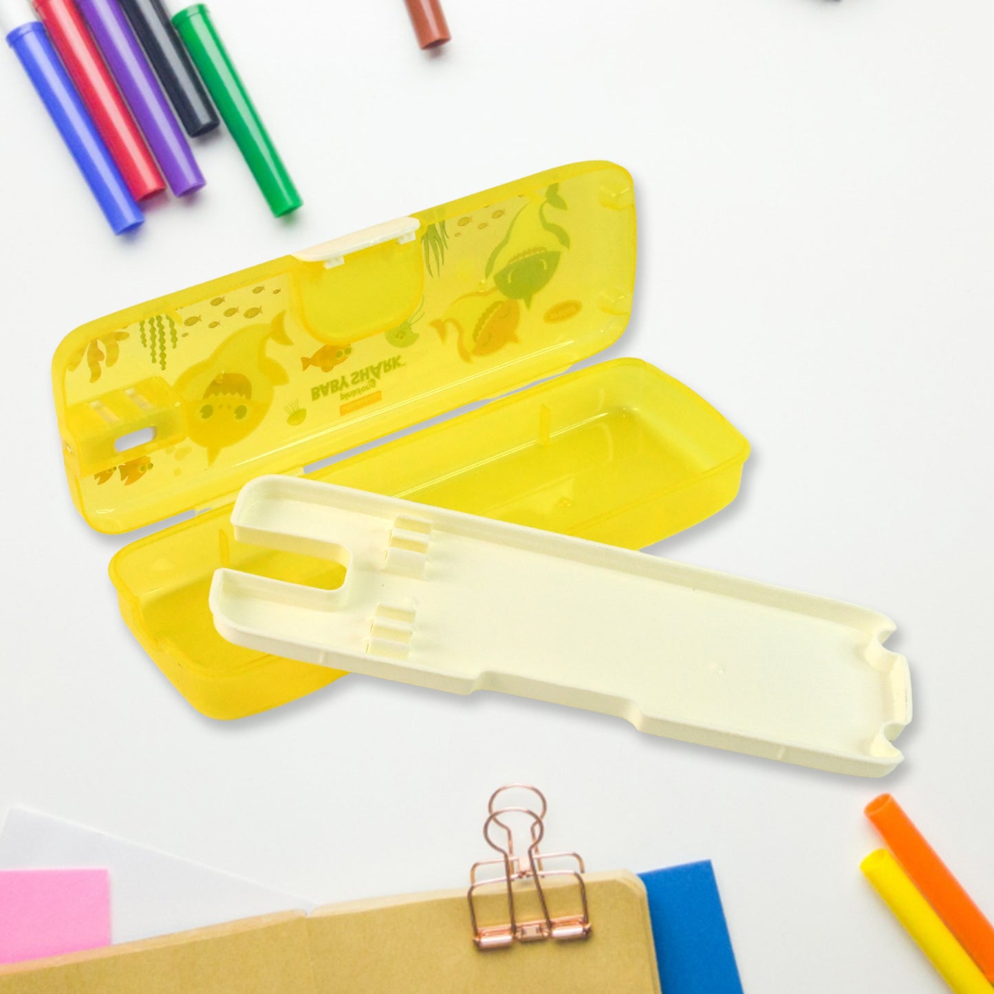 Plastic Pencil Box With Led Light  Cartoon Print (1 Pc) - Happy Price - Image 4