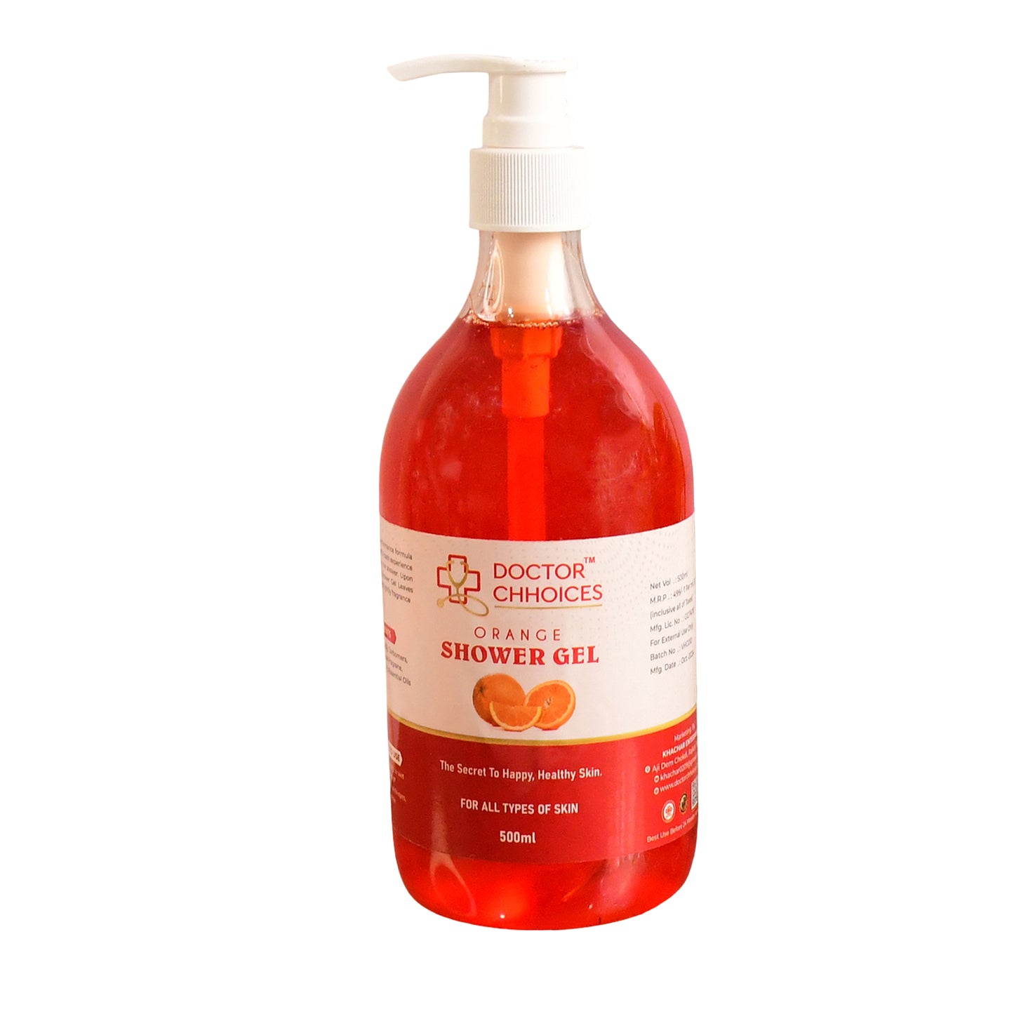 HappySkin Orange Shower Gel 500ml - Refreshing Body Wash for All Skin Types (1 Pc)