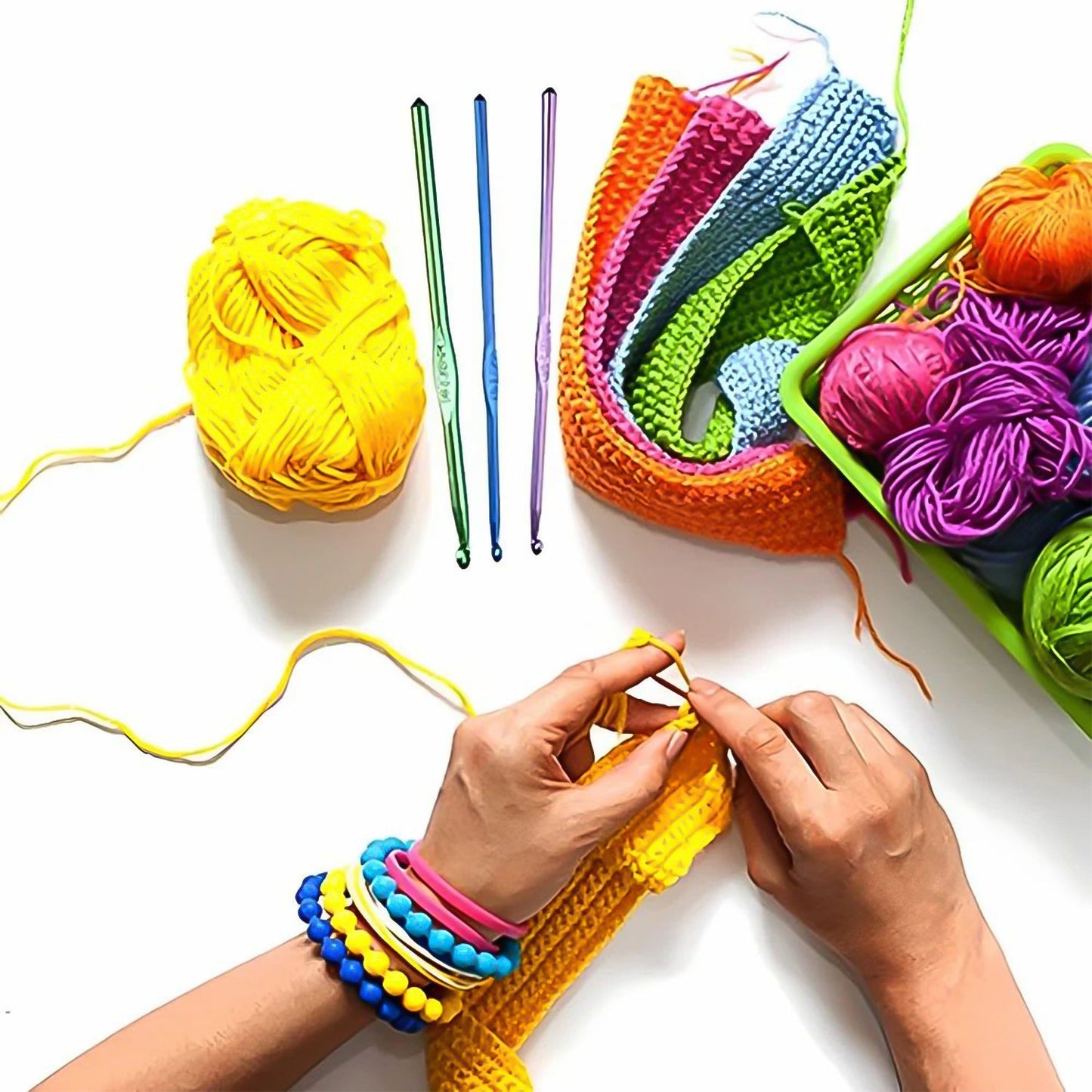 Aluminium Multicolor Knitting Needles Crochet Kit (12 Pcs Set) - Happy Price - Image 3