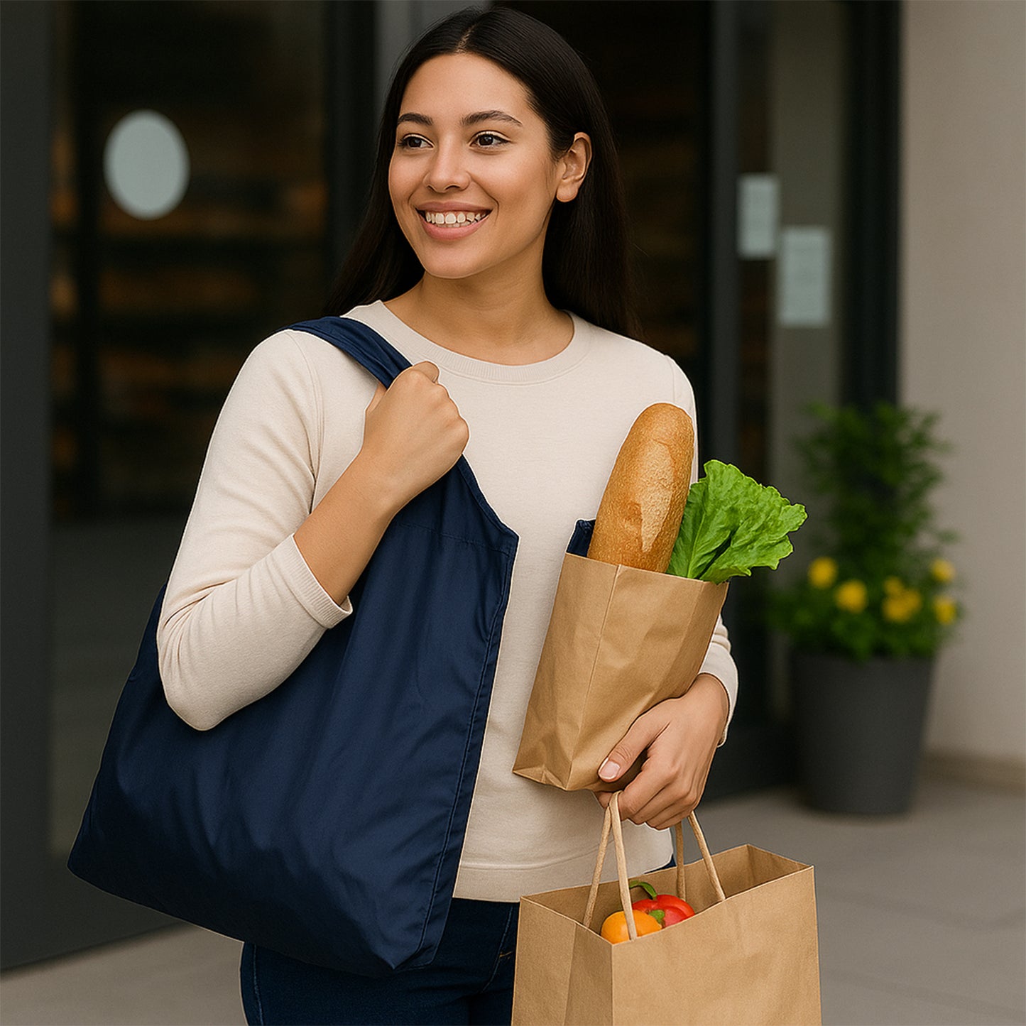 Reusable Grocery Bags - Reusable Bags With Handles - Washable Reusable Shopping Bags Foldable - Happy Price - Image 7