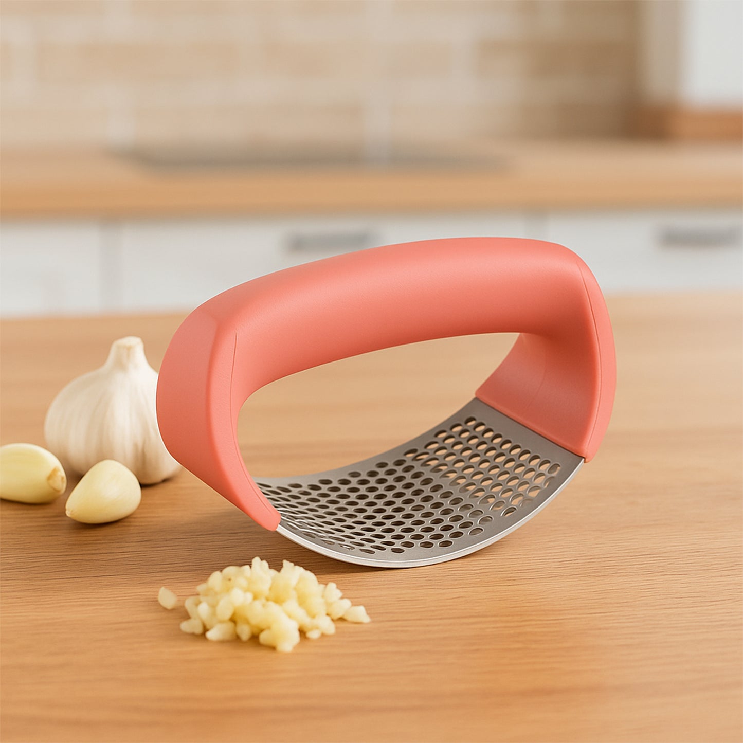 Premium Curve Garlic Press Crusher (1 Pc) - Stainless Steel Mincer - Happy Price - Image 4