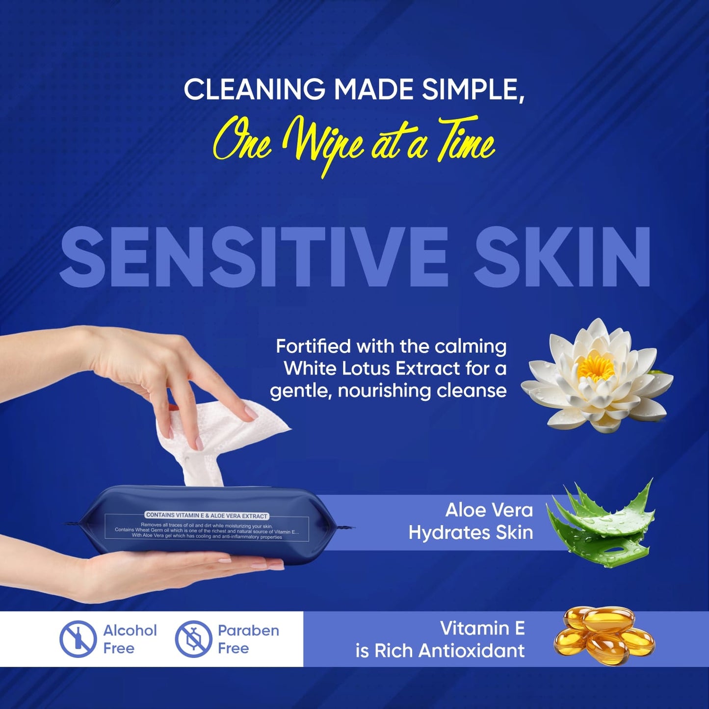 Refreshing Wet Wipes For Face  Facial Cleansing  Refreshing  Skin Hydration Soothing For Skin  Ph Balance  Alcohol Free  Nourishing With Fruit Extract  25 Wipes - Happy Price - Image 6