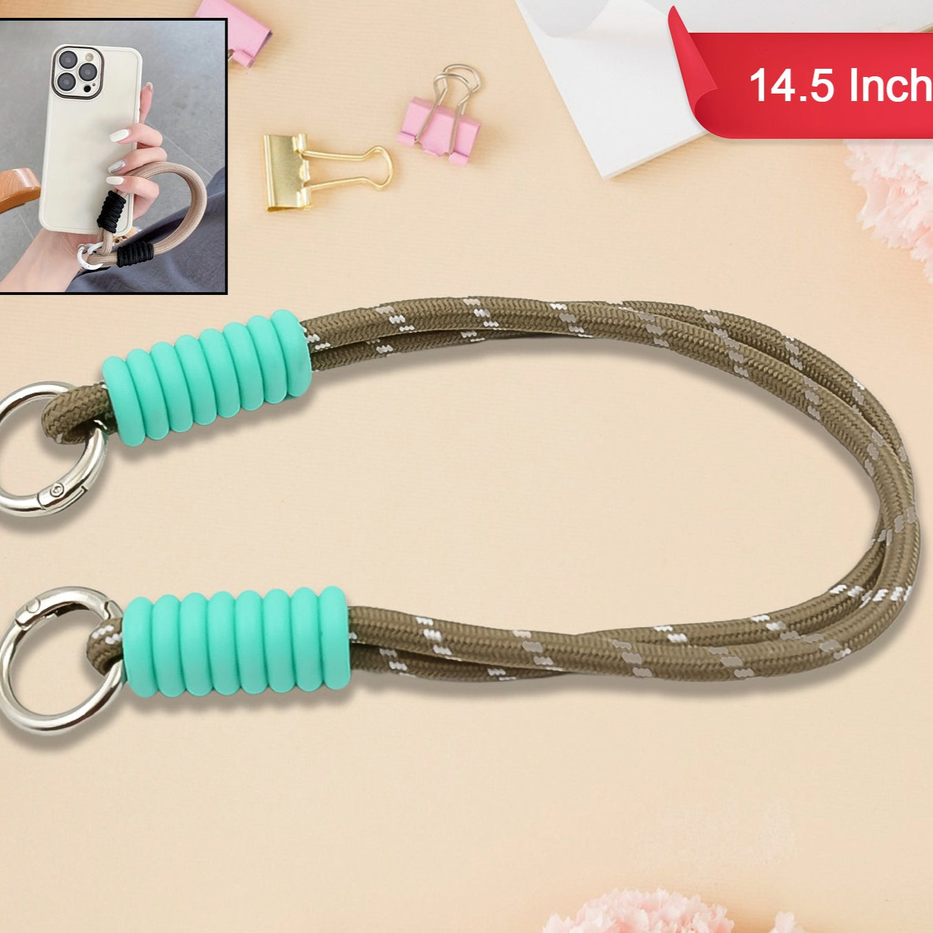 Multipurpose Two Sided Adjustable Hand Wrist Strap Lanyardwith Cellphone Phone Strap (1 Pc  14.5 Inch  Multicolor) - Happy Price - Image 1