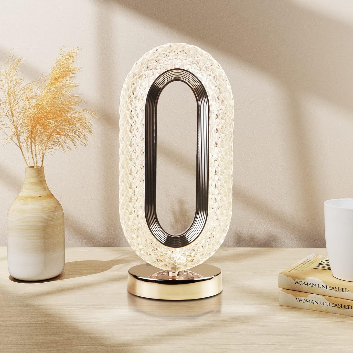 Touch Control Crystal Table Desk Lamp 3-way Dimmable Light Usb Rechargeable Crystal Diamond Table Lamp Exquisite Night Stand Light Lamp Beside Lamp For Bedroom Living Room Decorative Desk Lamp - Happy Price - Image 2