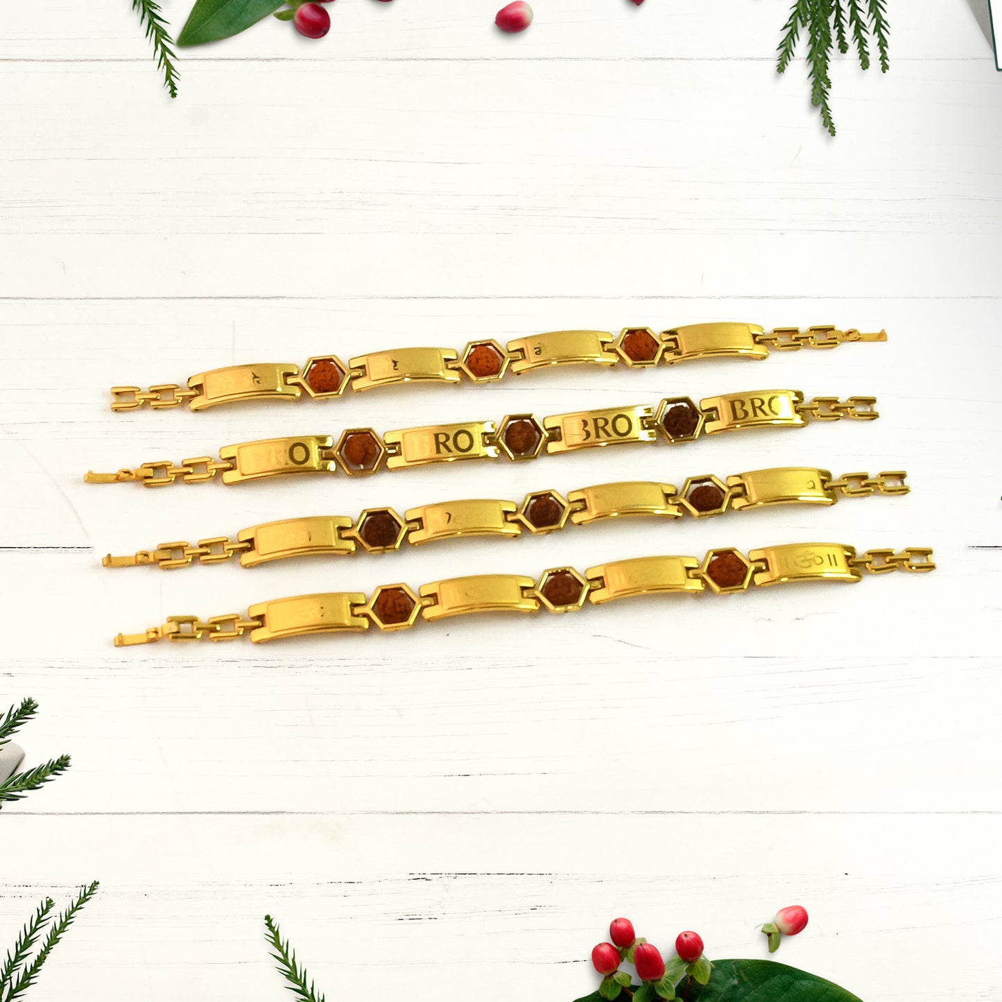 Gold Plated Hexa Bead Bracelet Rakhi For Brother  (1 Pc) - Happy Price - Image 4
