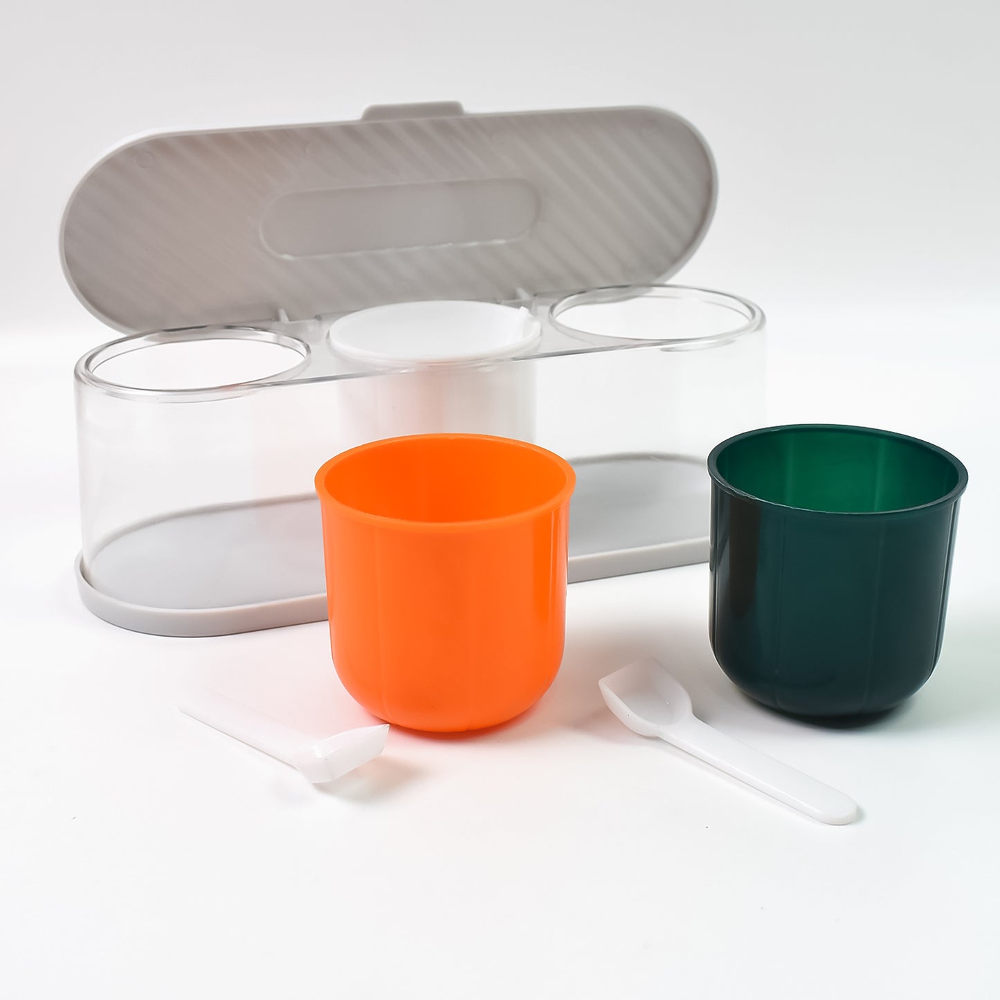 Home Kitchen 3 Grid Seasoning Spice  Masala Box Kit With Spoon (Multicolor  1 Set) - Happy Price - Image 4