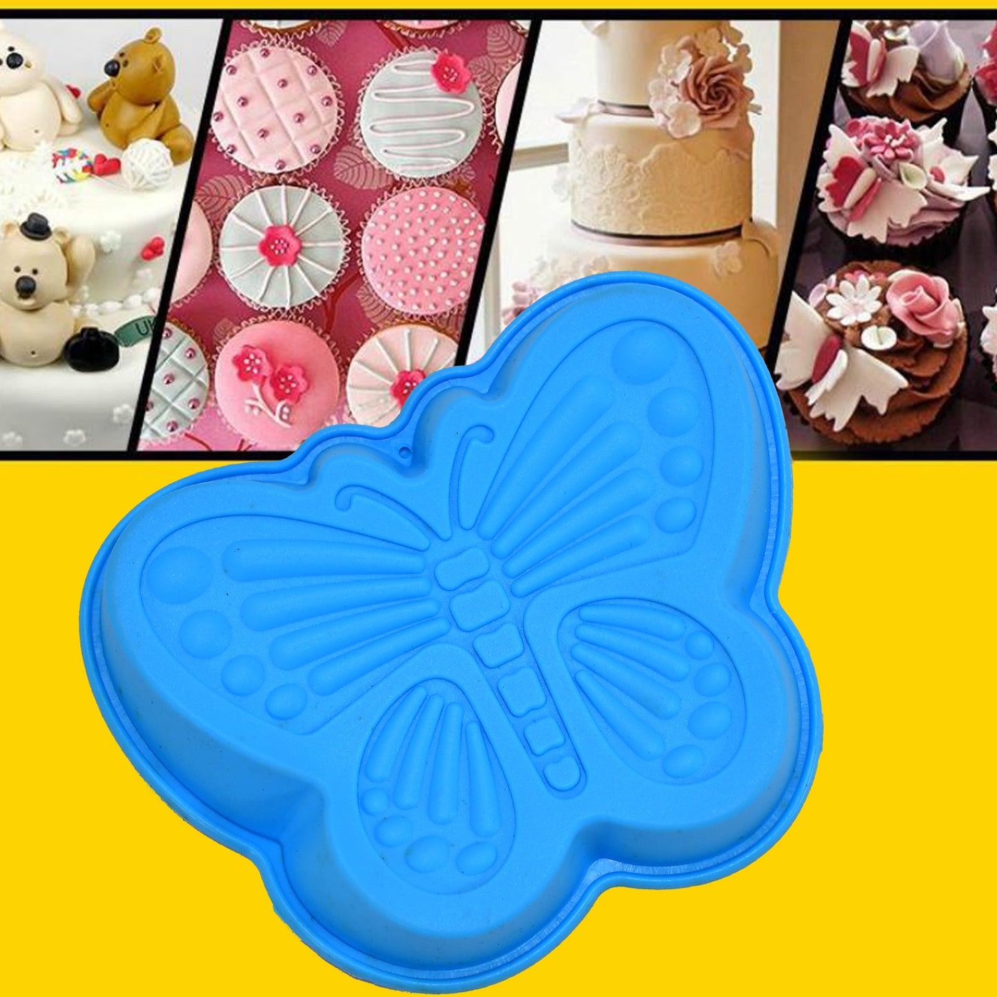Butterfly Shape Cake Cup Liners I Silicone Baking Cups I Muffin Cupcake Cases I Microwave Or Oven Tray Safe I Molds For Handmade Soap Biscuit Chocolate Muffins Jelly  Pack Of 4 - Happy Price - Image 3