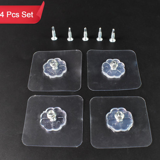 Self Adhesive Hooks Sticker  Screw Nut And Bolt Type (4 Pcs Set) - Happy Price - Image 1