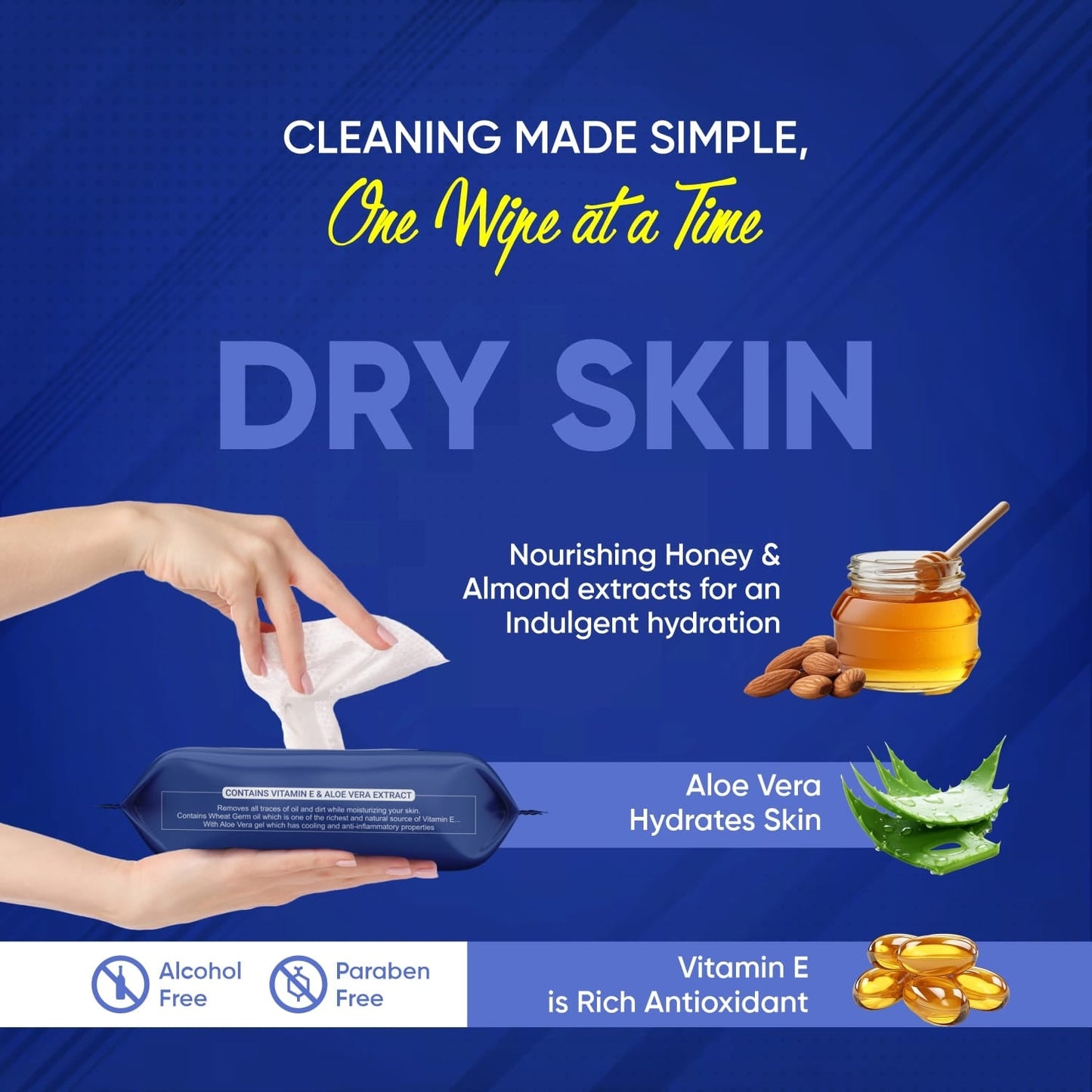 Beautiful Basics Dry  Sensitive Skin Face Wipes (2 Pkts X 50 Pcs Wipes) - Happy Price - Image 2