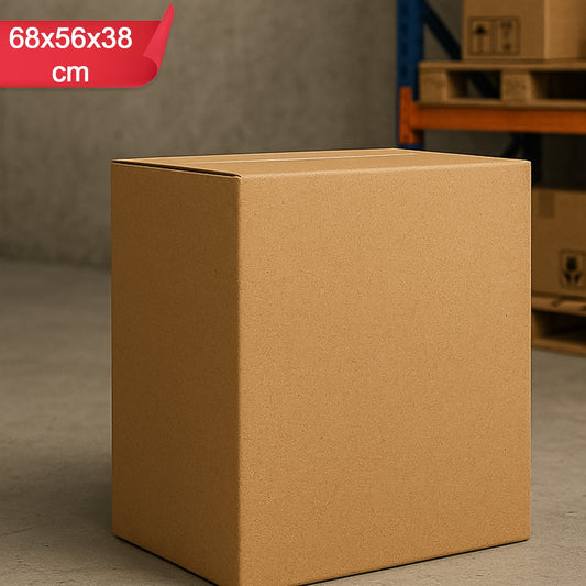Heavy-Duty Corrugated Packing Box - Brown, 68x56x38cm (1 Pc)