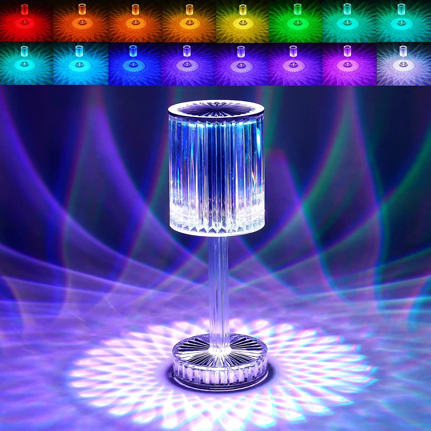 Crystal Table Lamp  Touch Control Atmosphere Nightstand Lamp With Usb Charging Line - Happy Price - Image 2