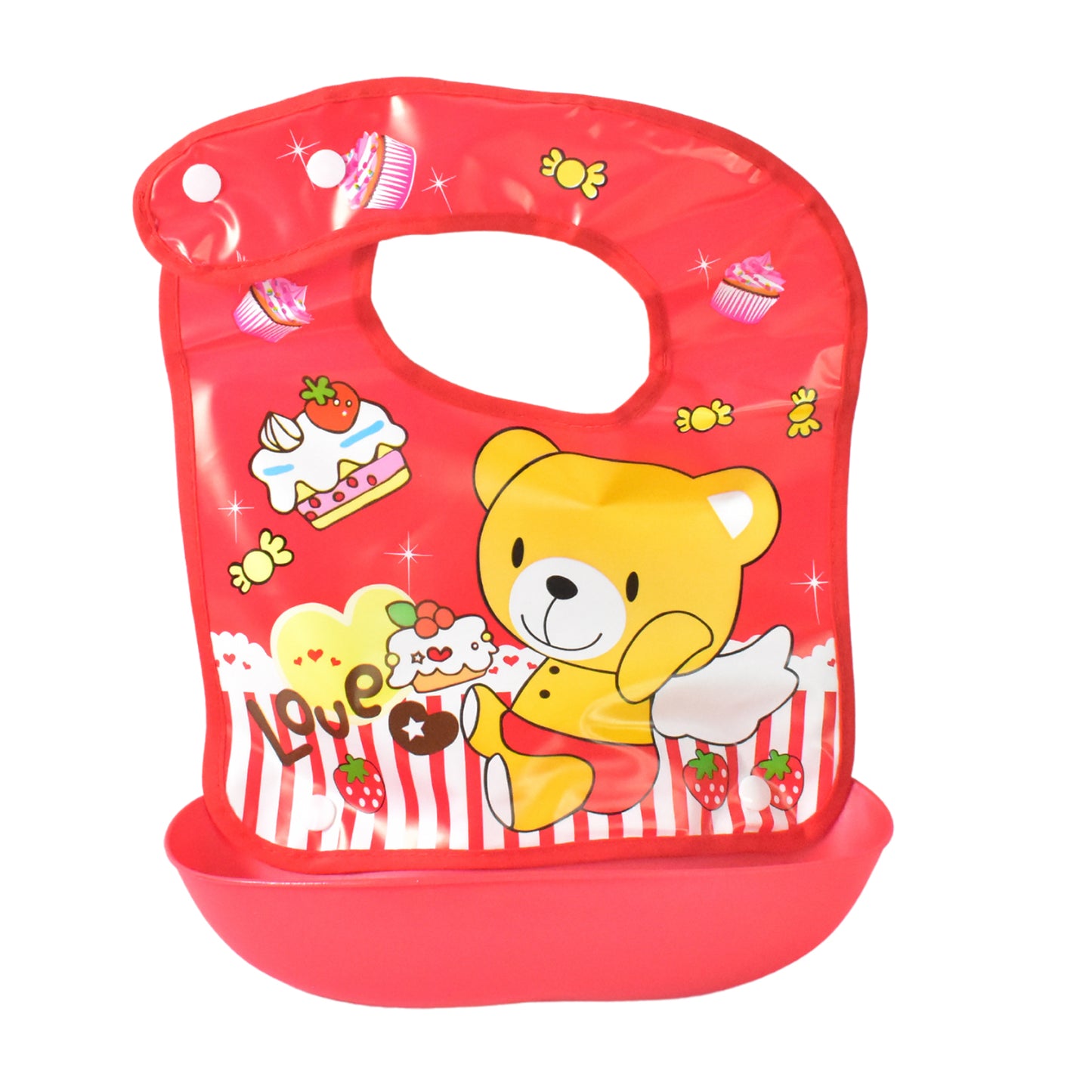 Multifunctional Waterproof Bpa Free Reusable Soft Fabric Plastic Baby Bib (1 Pc) - Happy Price - Image 4