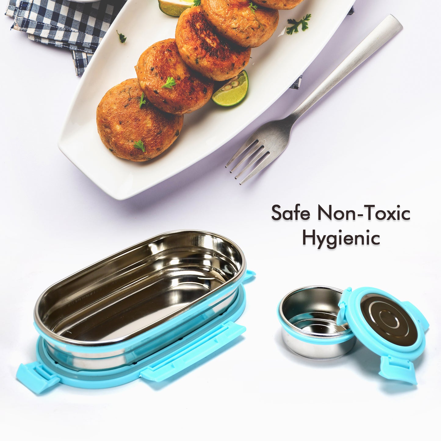 Ganesh Stainless Steel Lunch Box  Small Container ( Set Of 2 Pcs ) - Happy Price - Image 5