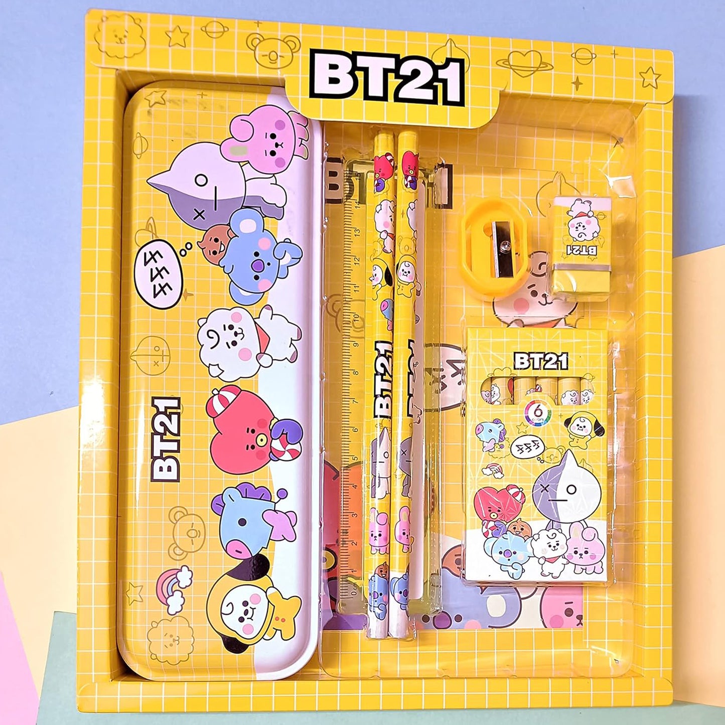 Stationery Kit For Kids - Stationery Set Includes Metal Pencil Box Sharpener Pencil And Eraser Set School Supply Set Birthday Return Gift For Kids Boys Girls (12 Pc Set) - Happy Price - Image 6