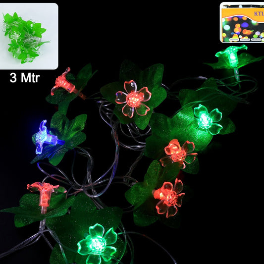 3 Meter Leaf & Flower Decorative LED String Lights - Multi-Color Festive Lighting