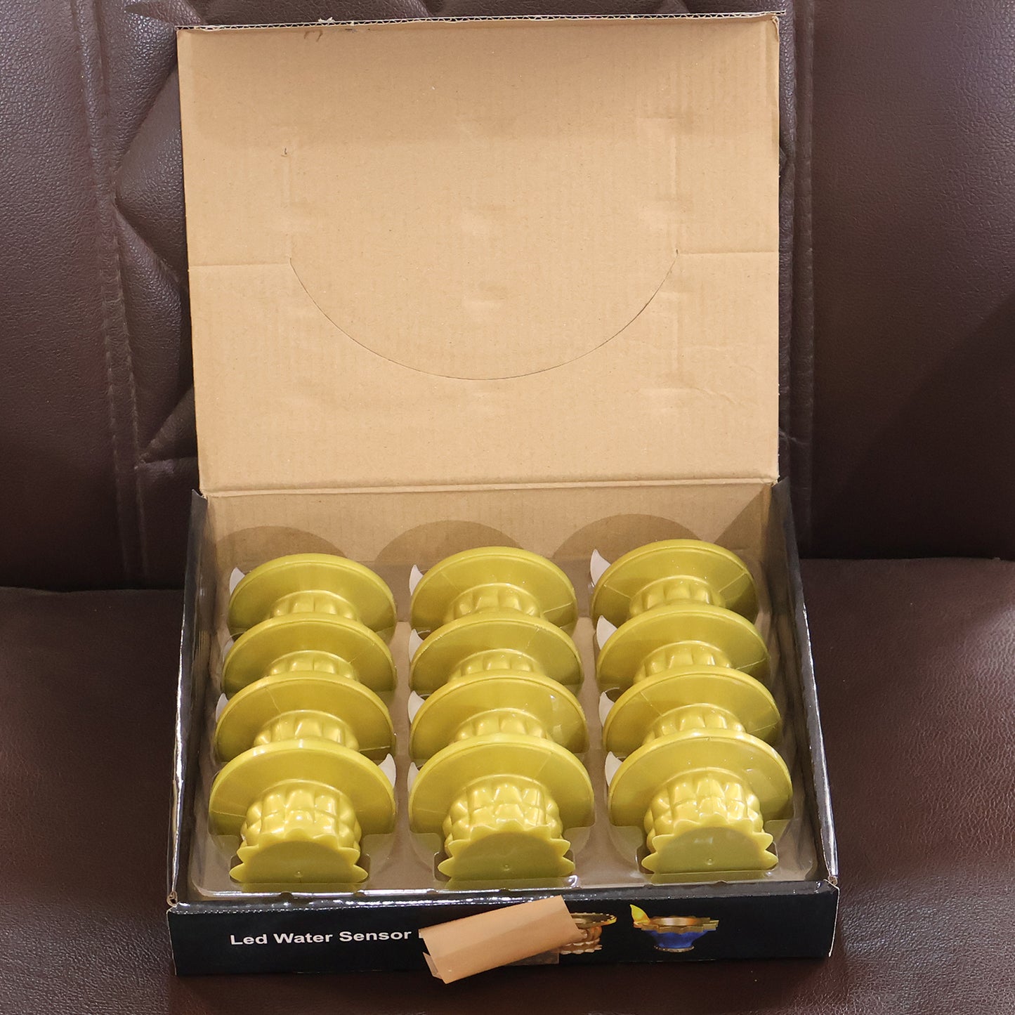 Set of 12 Golden Water Sensor LED Diyas - Flameless Decorative Lights - Happy Price - Image 7