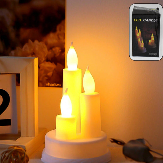 LED Taper Candles (1 Pc) - Warm White Flickering Flameless Electric Lights