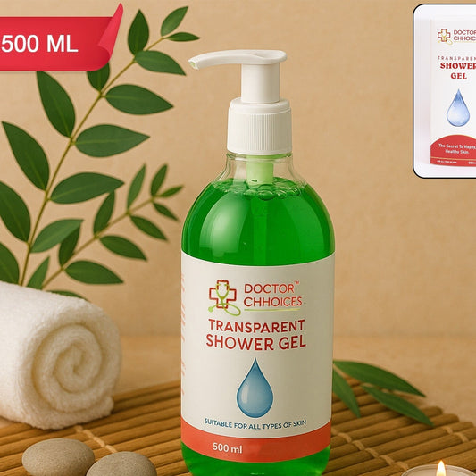 Doctor Choices Transparent Shower Gel, 500ml Pump Bottle for All Skin Types
