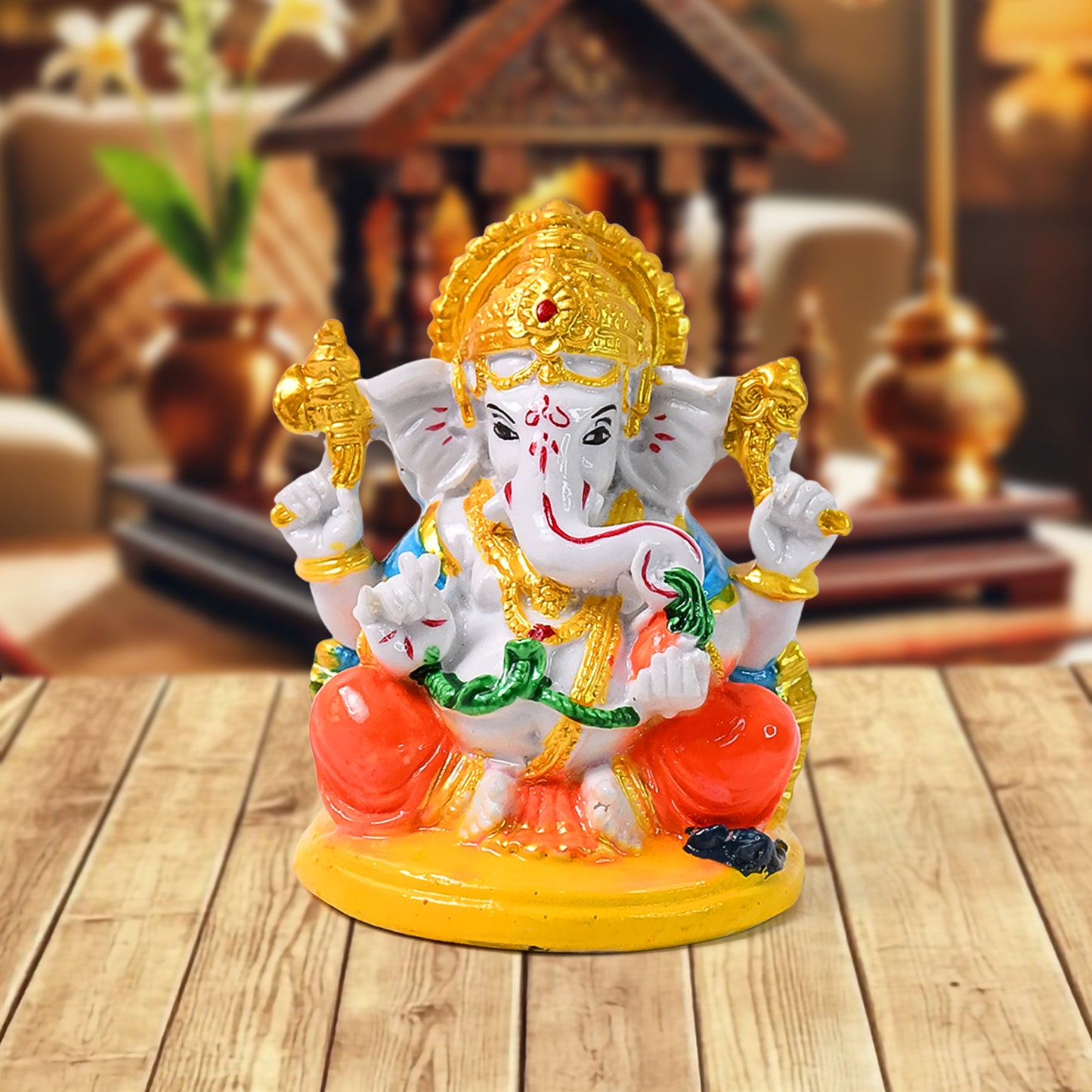 Lord Ganesha Idol  Ganpati Statue  Ganpatii Bappa Showpiece For Gifts (1 Pc) - Happy Price - Image 2