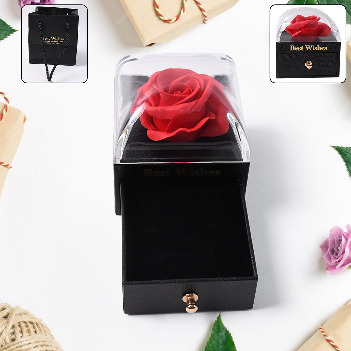 Preserved Eternal Rose Flower Gift Box Drawer (1 Pc) - Happy Price - Image 2