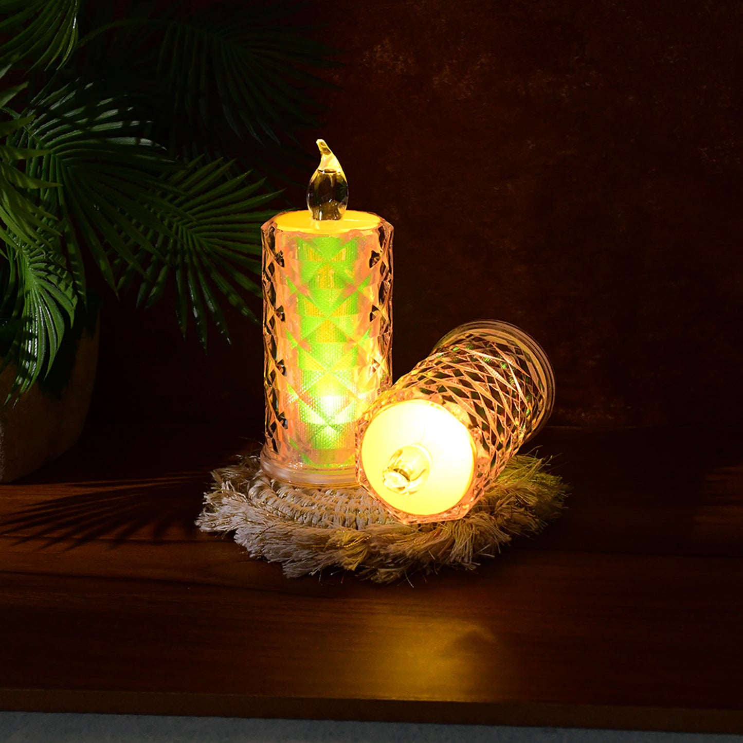 Decorative LED Candle Lights Set of 2 with Holographic Finish - Battery Operated Flickering Flameless Candles for Home Decor & Parties - Happy Price - Image 5